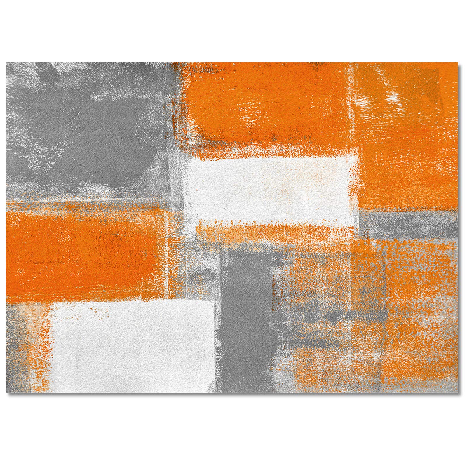 Olivefox Abstract Geometric Orange Non-Slip Stain-Resistant Area Rug - 3x5 Feet Soft Rectangle Carpet for Bedroom, Living Room & Home Decor | Super Absorbent, Oil Painting Design | Perfect for Modern Spaces, Dorm Rooms & Office Decor