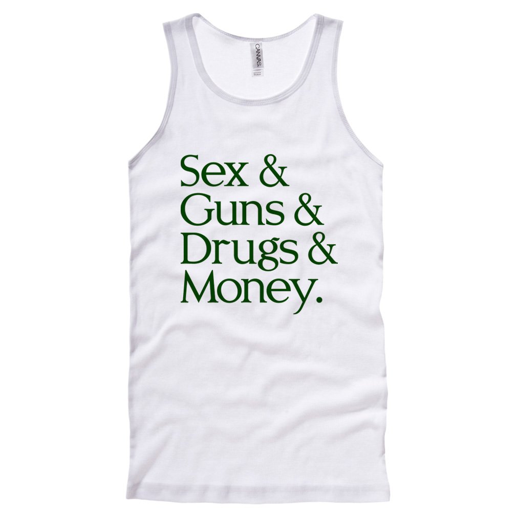Smash Transit Men's Graphic Tank Top - Guns, Drugs & Money Print - Casual Streetwear for Summer & Concerts