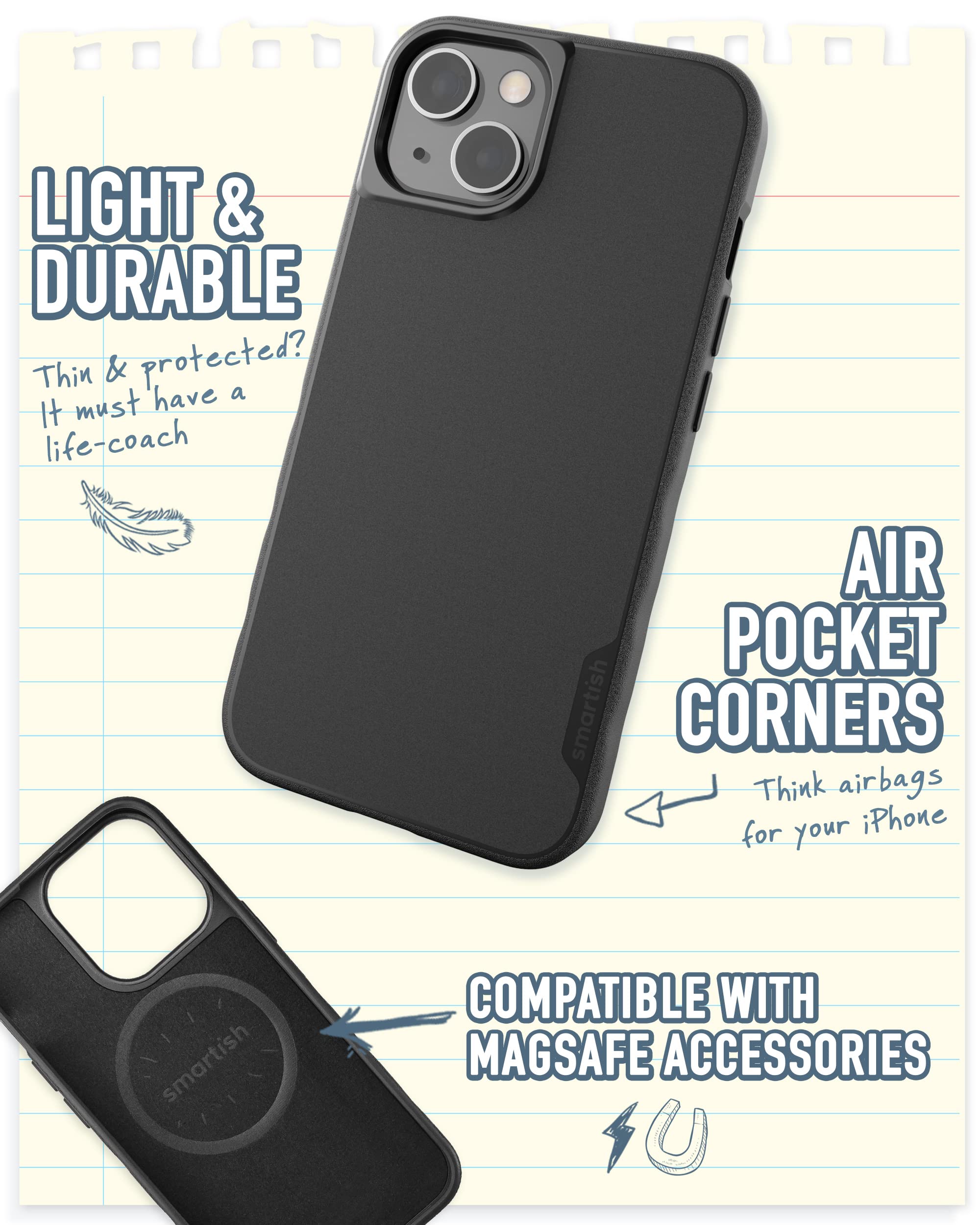 Smartish Leo iPhone 13 Slim Case - Ultra Thin Lightweight Protective Cover with Gripmunk Technology - Perfect for Everyday Use, Work & Travel - Compatible with iPhone 13