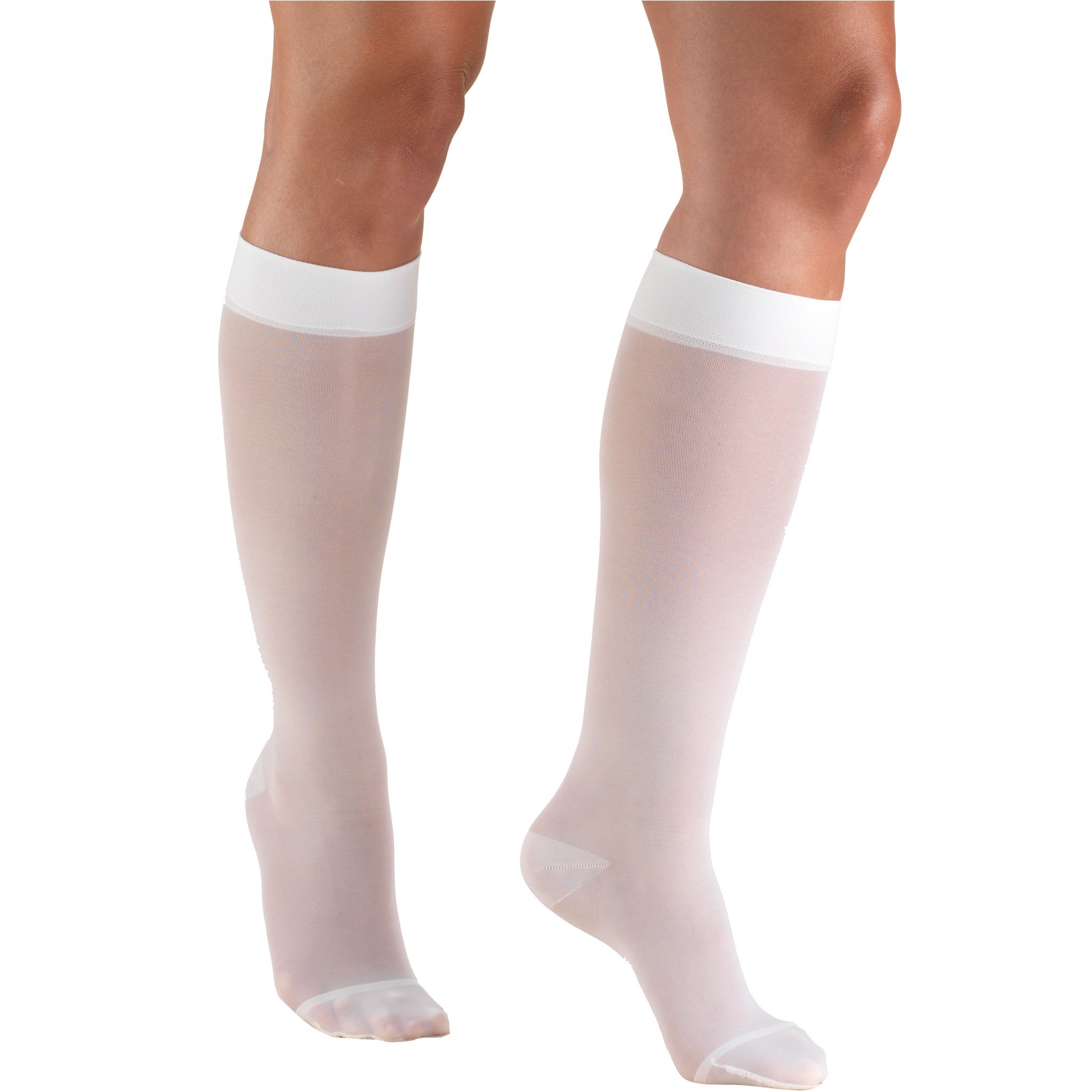 Truform Sheer Compression Stockings 15-20 mmHg for Women - Knee High, 20 Denier, White, Small - Perfect for Travel, Work & Varicose Vein Relief