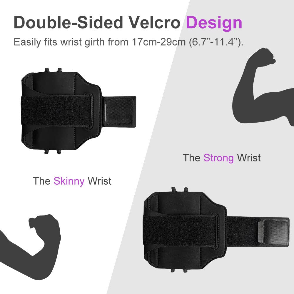 JEMACHE Adjustable Phone Wristband for iPhone 16 Pro Max/15/14/13/12/11 Pro & Plus | Samsung Galaxy S24/S23/S22/S21 Ultra | Secure Workout Running Armband Holder (Black) - Perfect for Gym, Jogging & Outdoor Activities