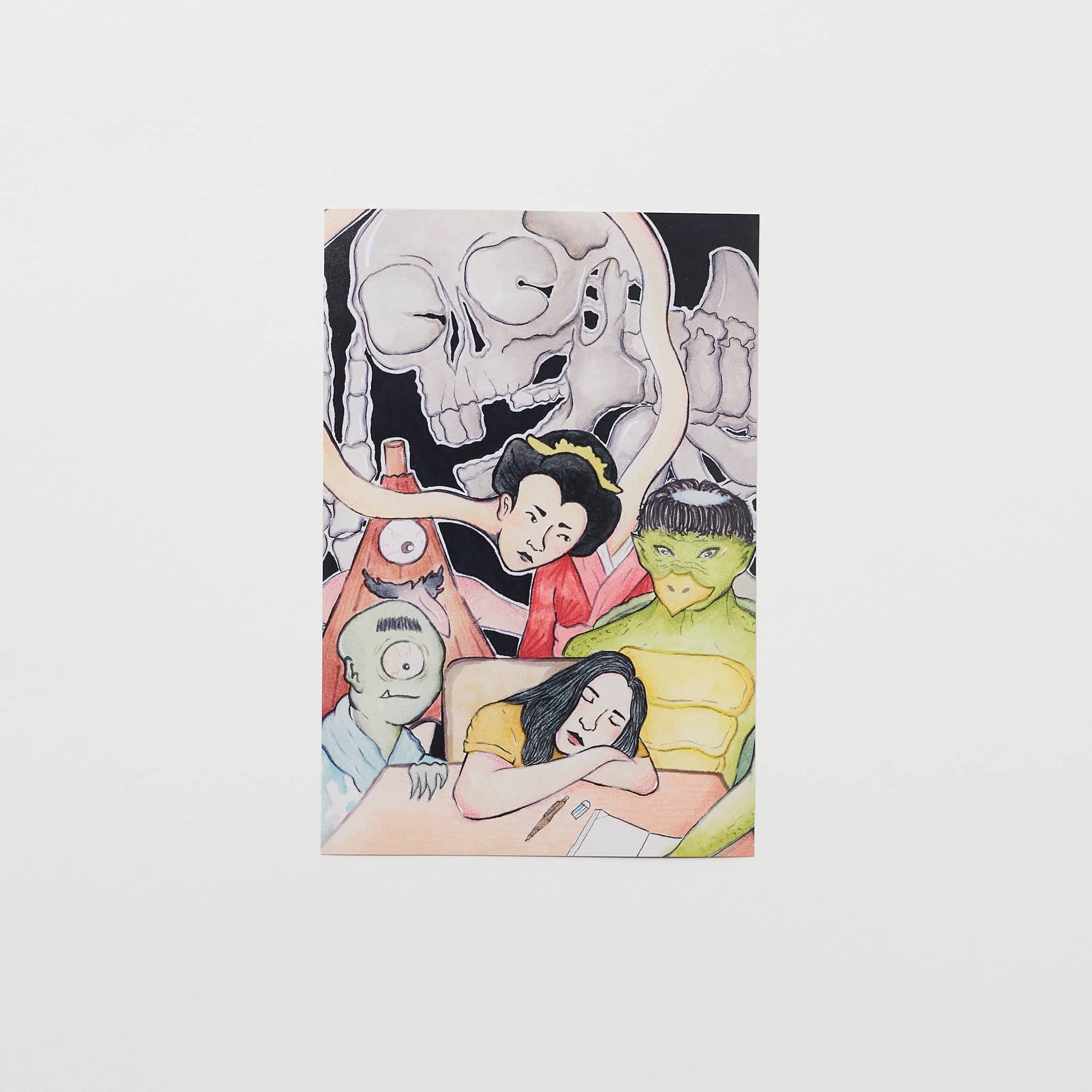 Yokai Halloween 2 Postcard Set by Jessie - Japanese Ghost Themed Stationery for Halloween Decorations & Scrapbooking