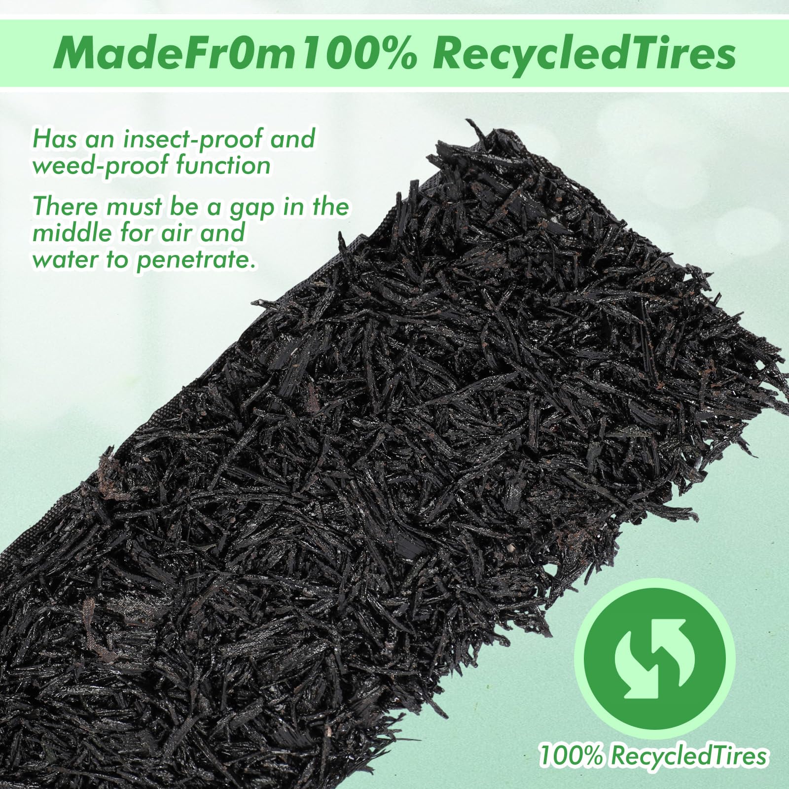 Frienda 4 Roll Recycled Rubber Mulch Mat - Black Permanent Garden Edging Border for Landscaping, Plants, Vegetables & Flowers (140
