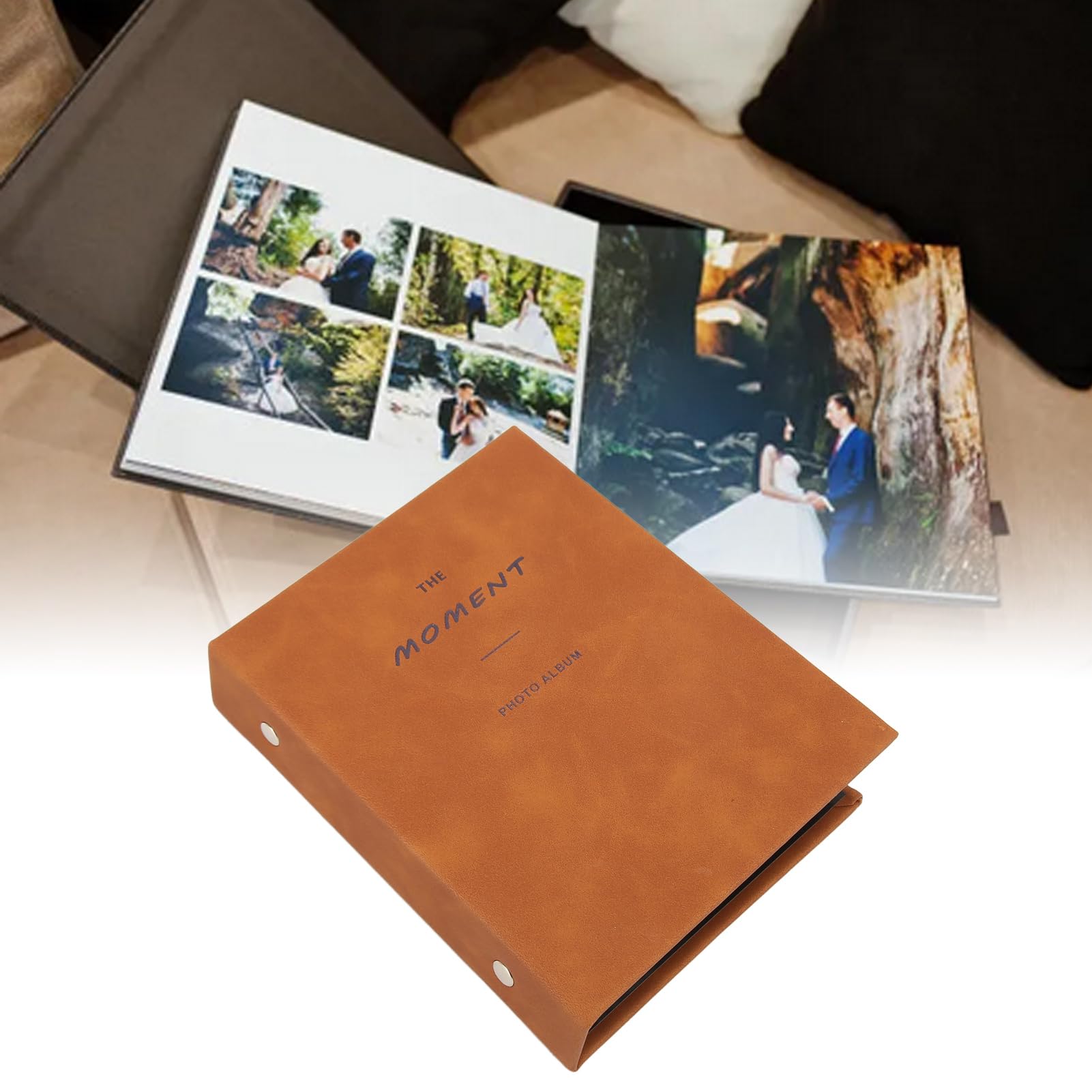 64-Pocket Suede Photo Album for Fujifilm Instax Mini 11/12/40/EVO/7+/7s/LiPlay/90/9 - 3 Inch Brown Leather Picture Keeper - Perfect for Weddings, Travel Memories & Scrapbooking