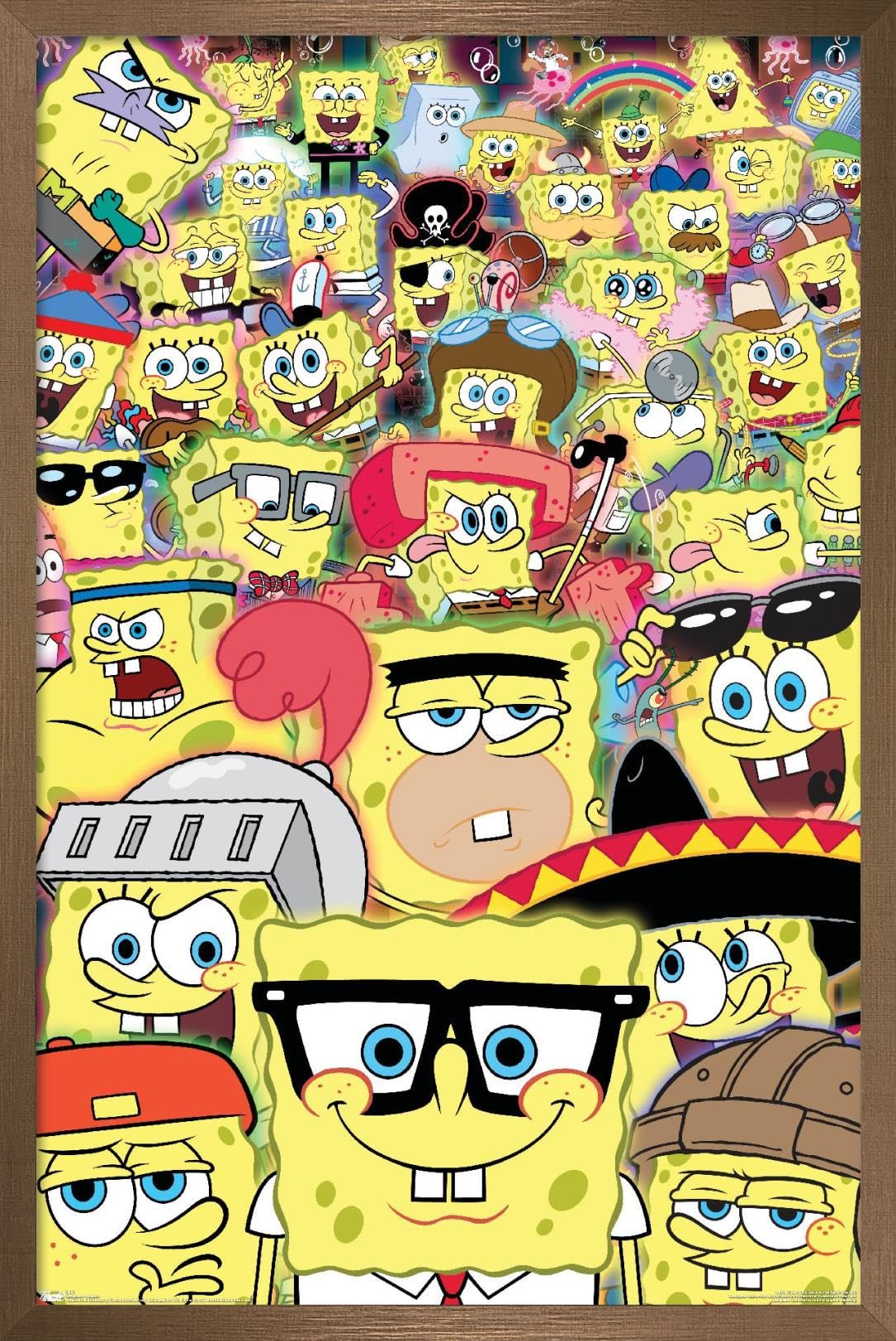 Trends International Nickelodeon SpongeBob SquarePants Disguise Wall Poster - 14.725 x 22.375 Inches, Bronze Framed Art Print - Perfect for Kids' Bedroom Decor, Game Room & Office Wall Art
