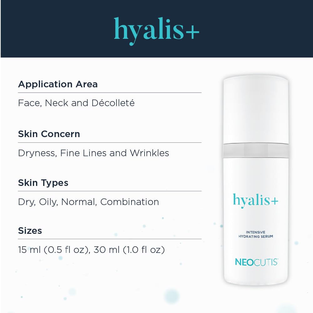 Neocutis Hyalis+ Intensive Hydrating Serum for Face | Anti-Aging, Oil-Free Moisturizer | Reduces Wrinkles & Fine Lines | Day & Night Skincare Routine