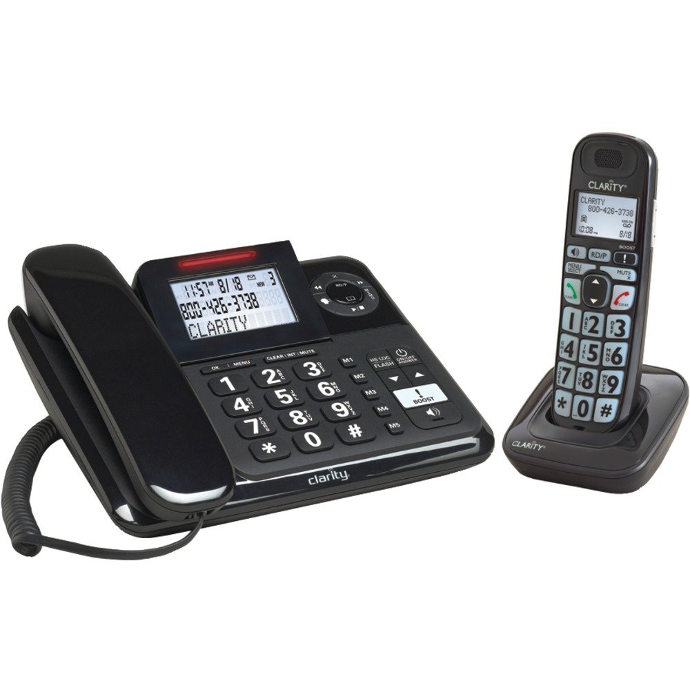 CLARITY 53727.000 Amplified Corded/Cordless Phone System with Digital Answering Machine - Hearing Impaired & Senior Friendly Home/Office Landline Phone