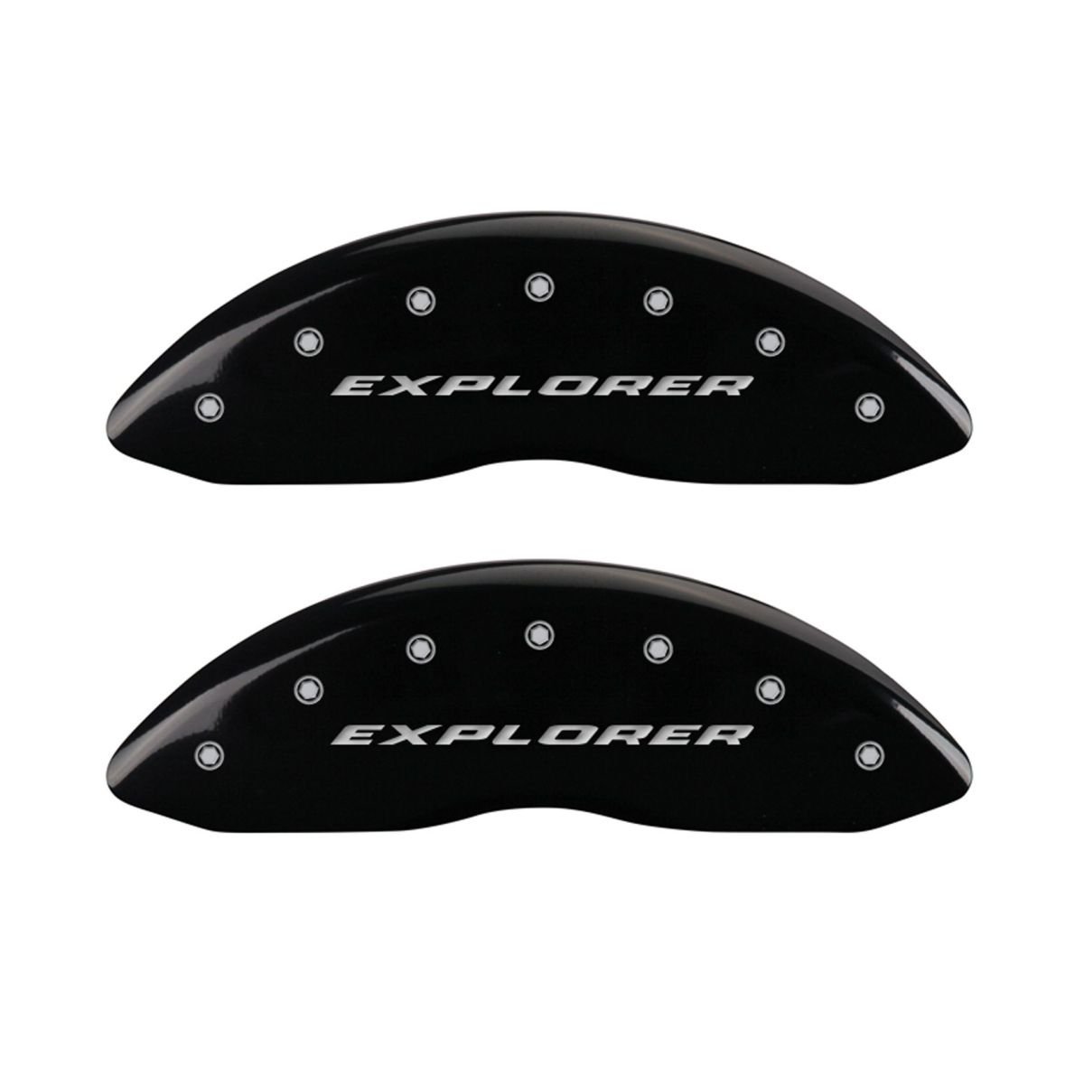 MGP Caliper Covers 10215SXPLBK - Black Brake Caliper Covers for Ford Explorer (Front & Rear, Set of 4) | High-Quality Engraved Design for Enhanced Vehicle Style & Protection