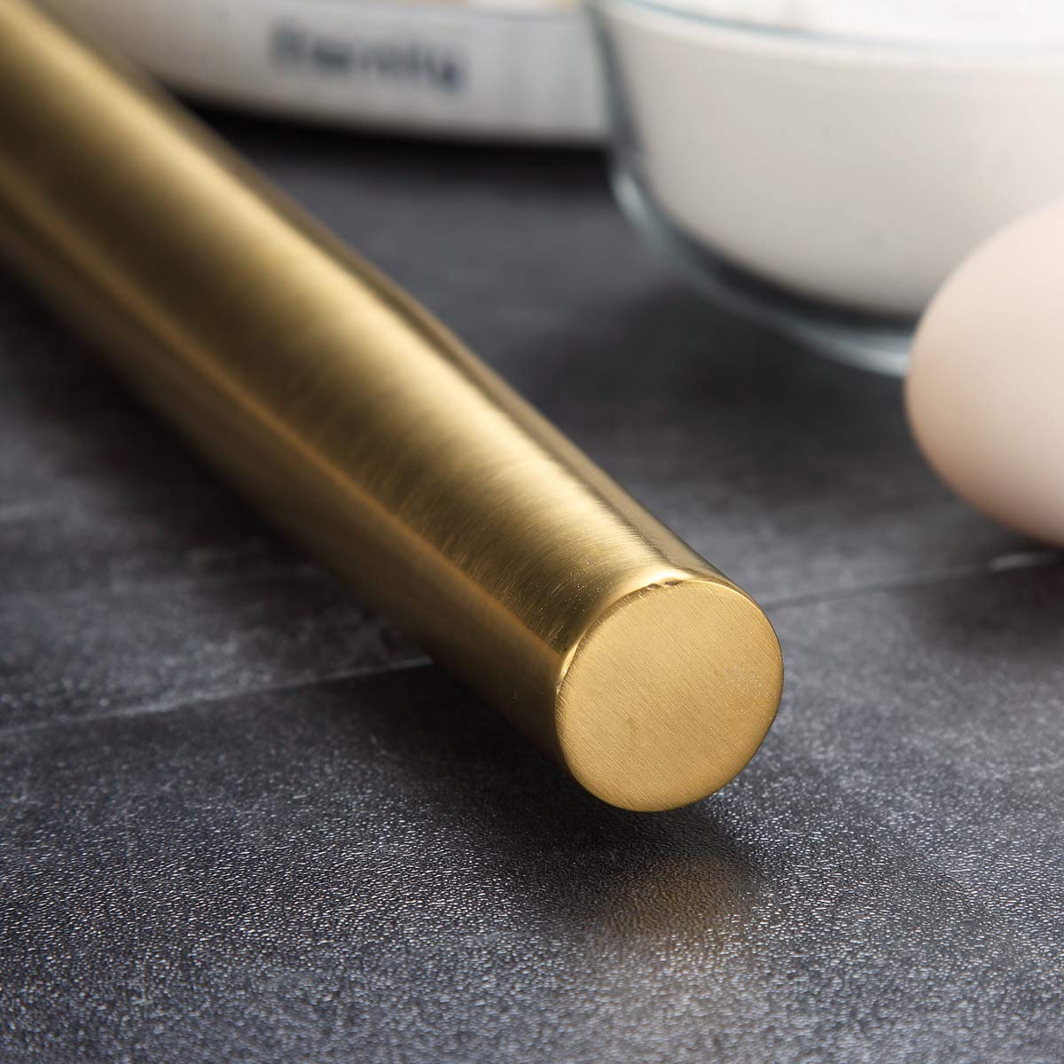 Berglander 16.7 Inch Gold Titanium Plated Stainless Steel Rolling Pin - Professional Baking Tool for Pizza, Dough, Pie & Cookies | Perfect Kitchen Gift for Bakers | Ideal for Home Baking, Pastry Making & Holiday Cooking