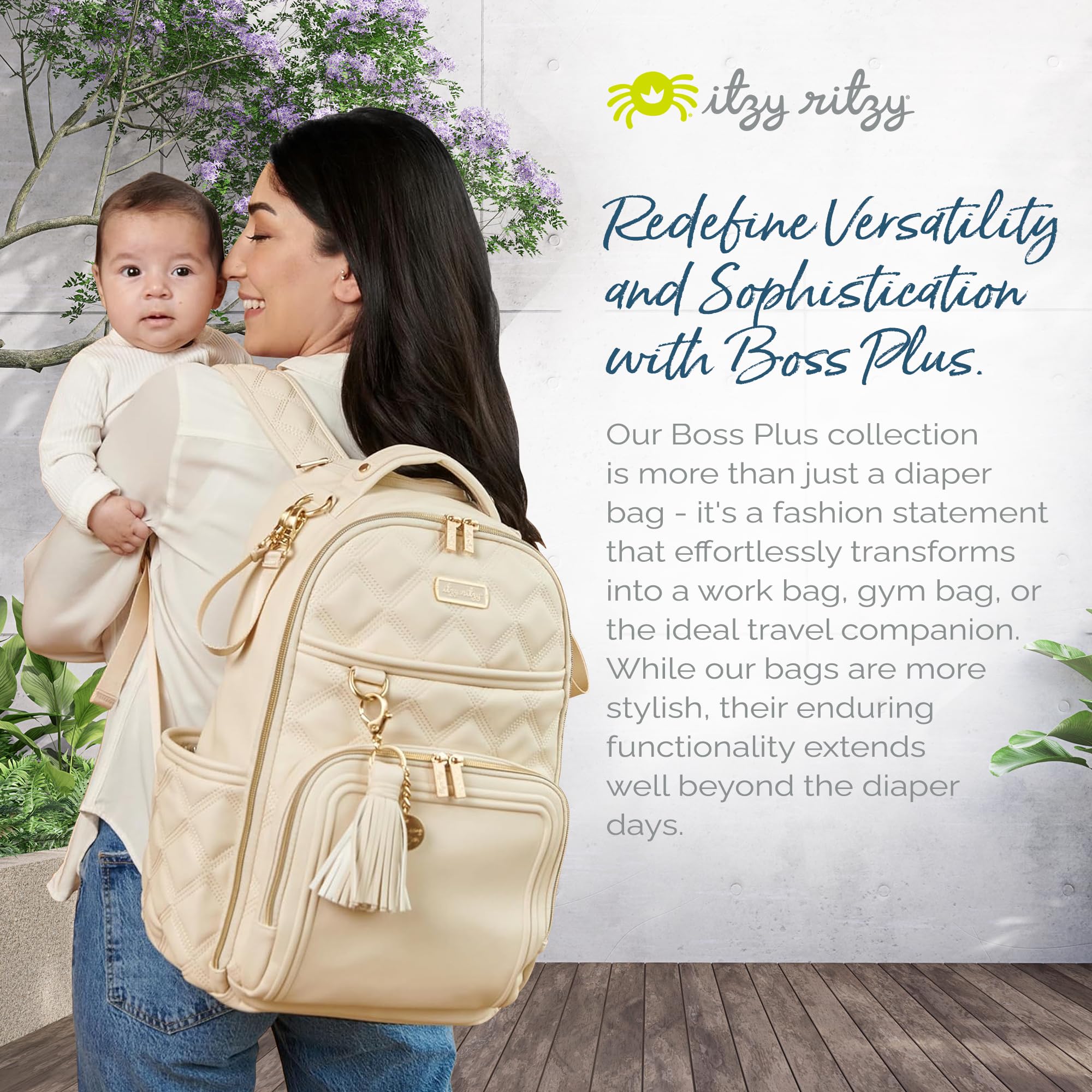 Itzy Ritzy Diaper Bag Backpack - Large Capacity Baby Backpack with 19 Pockets, Changing Pad & Stroller Clips | Comfortable Straps for Moms | Perfect for Travel, Daycare & On-the-Go Parenting (Milk & Honey)