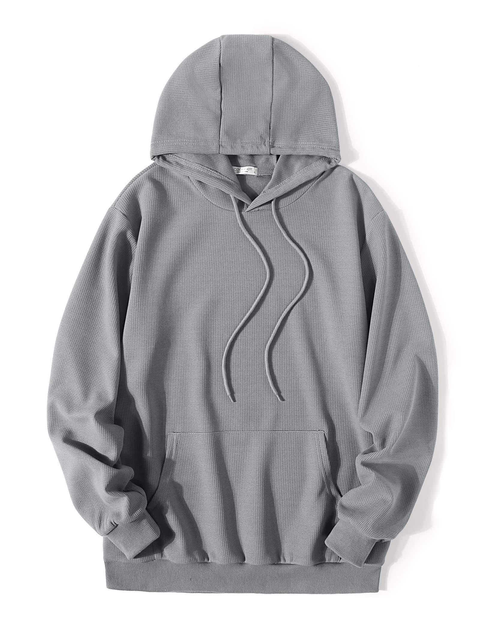 COOFANDY Men's Long Sleeve Hooded Sweatshirt - Soft Waffle Knit Pullover Hoodie with Front Pocket | Casual Streetwear for Fall & Winter | Perfect for Outdoor Activities, Gym, and Everyday Wear