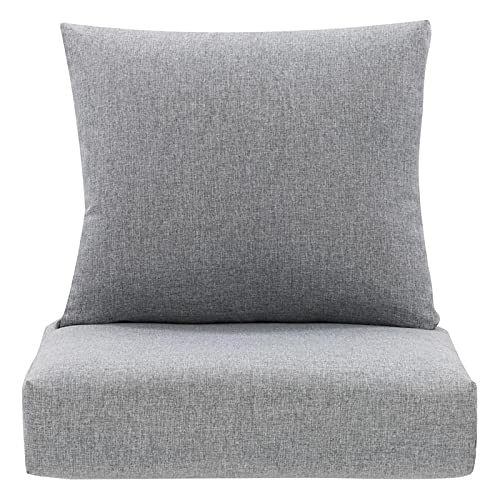 Parkview Gray Fabric Single Chair Set of 2 Replacement Patio Cushions - Waterproof Outdoor Furniture Cushions for Patio, Deck, Poolside & Garden Use