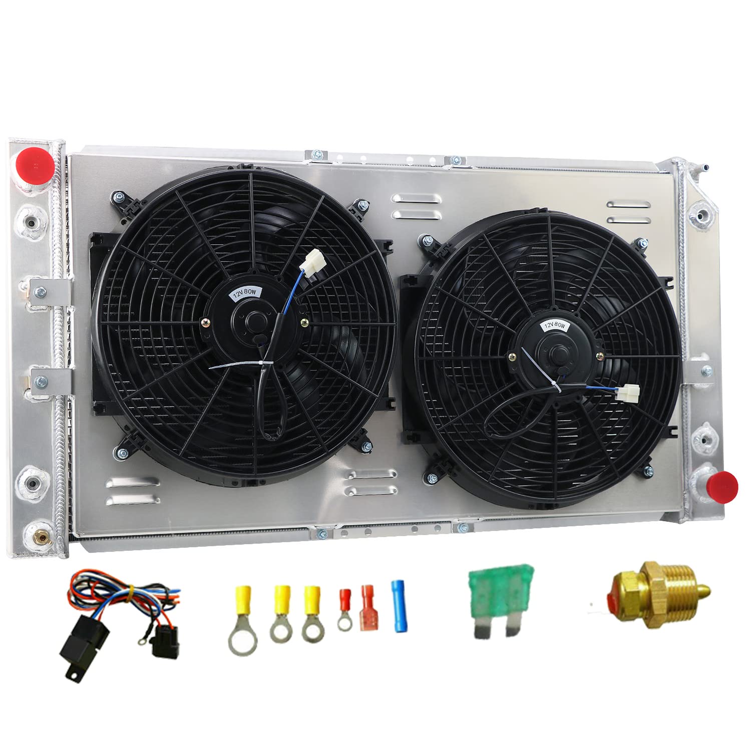 High-Performance Aluminum Radiator for 1994-1996 Buick Roadmaster, Cadillac Fleetwood, Chevy Caprice & Impala 5.7L V8 Gas - 3 Row Core with Dual 14