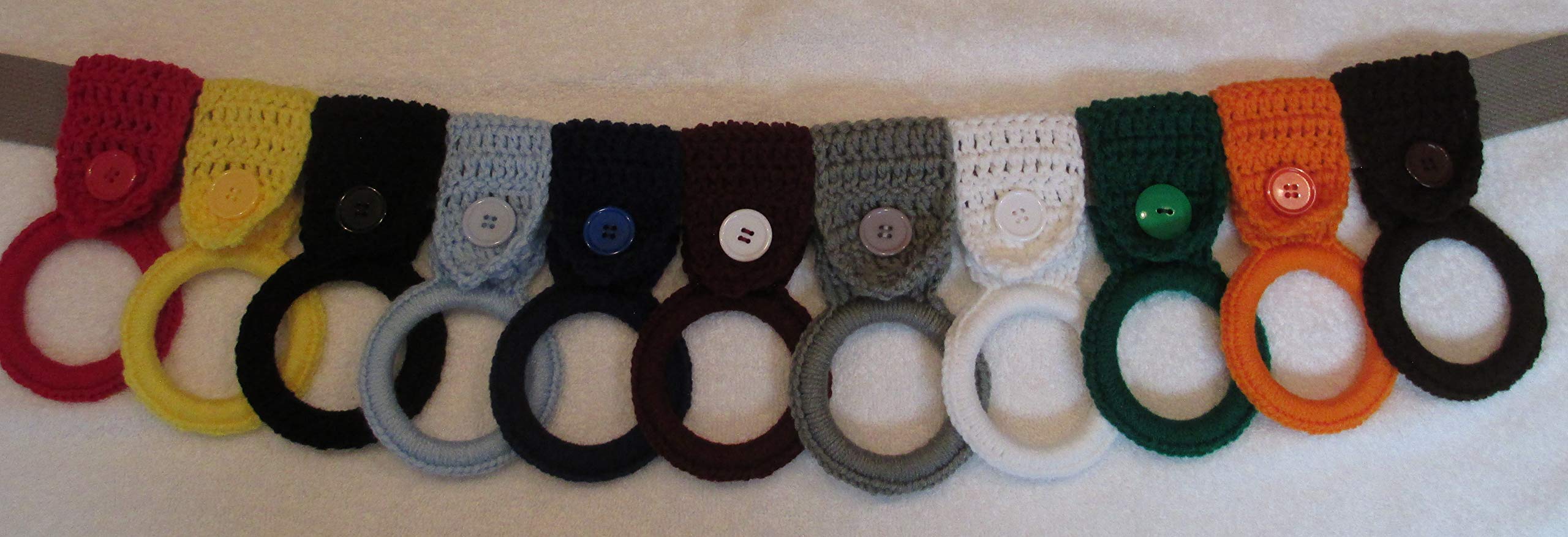 Crocheted Hanging Dish Towel Holder - Light Blue Kitchen Organizer for Utensils & Towels | Perfect for Farmhouse, Rustic & Boho Home Decor