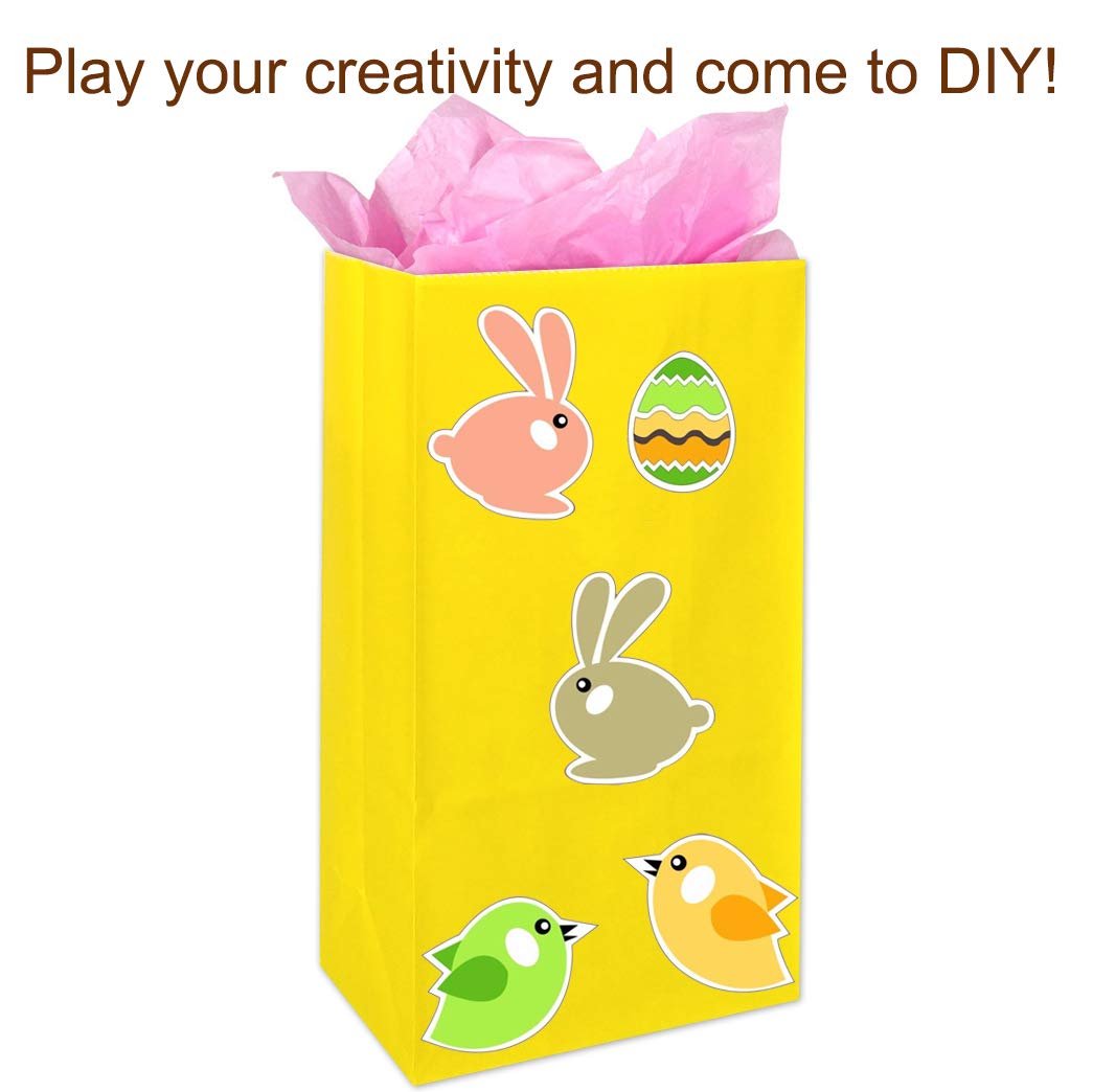 KEYYOOMY Small Yellow Paper Bags - 100 Count Bulk Pack (4.7x2.4x8.7 Inches) - Party Favor Bags, Goodie Bags, Lunch Bags for Birthday, Baby Shower, Wedding Favors & School Snacks