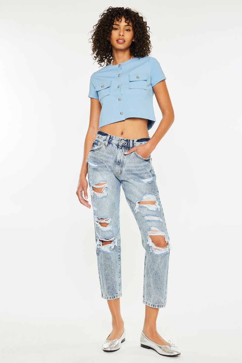 Karen Ultra High Rise Mom Jeans for Women - Vintage 90s Retro Stretch Denim Pants - Perfect for Casual Outfits, Date Night & Streetwear Fashion