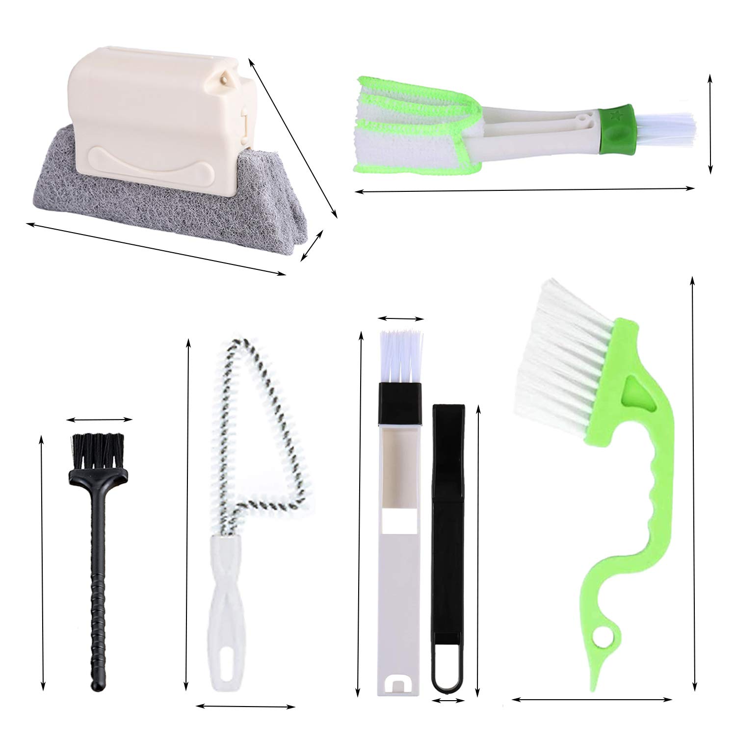 8-Piece Handheld Groove & Gap Cleaning Kit - Multi-Purpose Crevice Brushes for Sliding Doors, Window Tracks, Tile Lines, Shutters, Car Vents, AC Units & Keyboards | Perfect for Home, Office & Auto Deep Cleaning