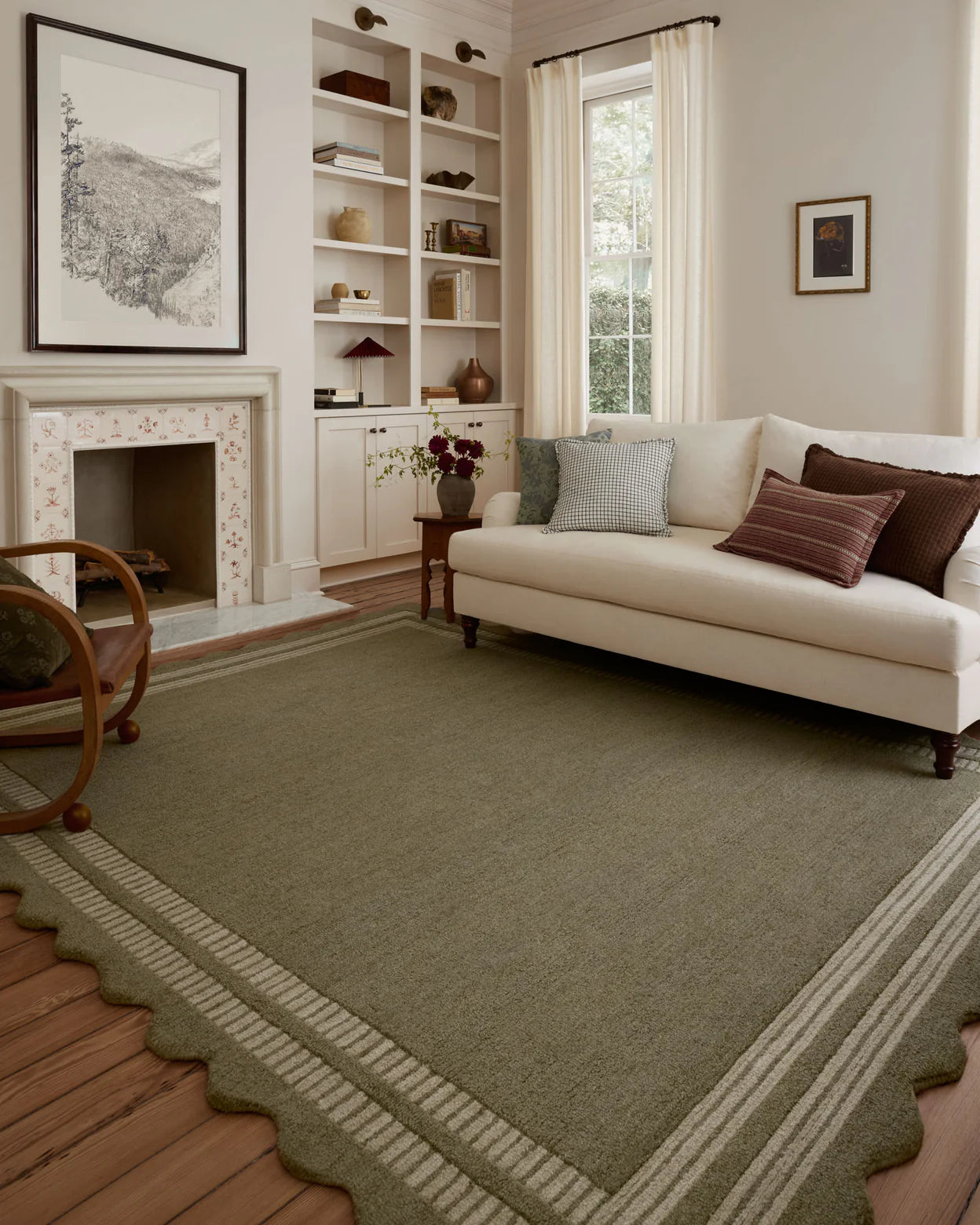Scottie Olive Pebble Rug - Non-Slip Boho Chic Area Rug for Living Room, Bedroom, Nursery - Soft & Durable Home Decor Carpet for Indoor Use
