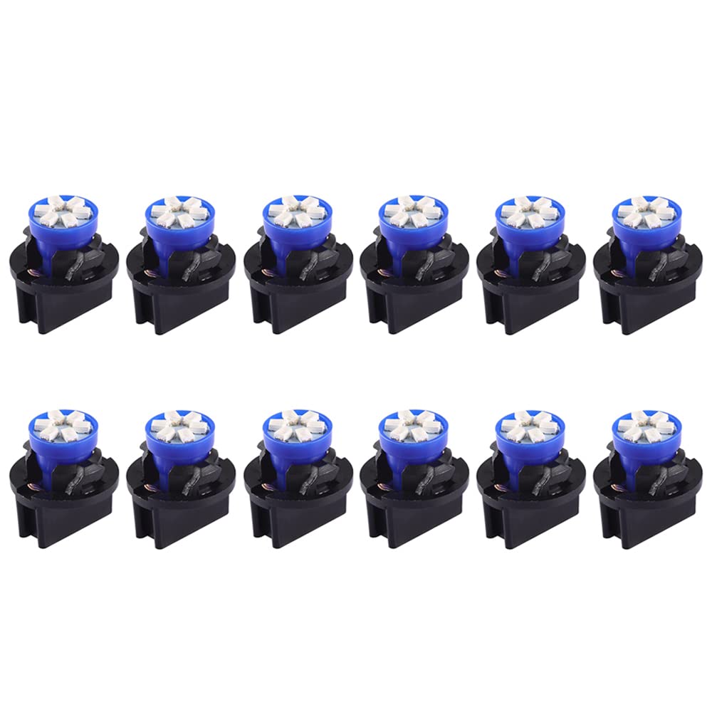 BlyilyB 12-Pack Blue T10 194 168 LED Light Bulbs with Twist Lock Socket - PC194 PC195 PC161 PC158 Compatible - Bright Dashboard Gauge Cluster & Instrument Panel Lights - Perfect for Car, Truck, Boat, and RV Interior Lighting Upgrades
