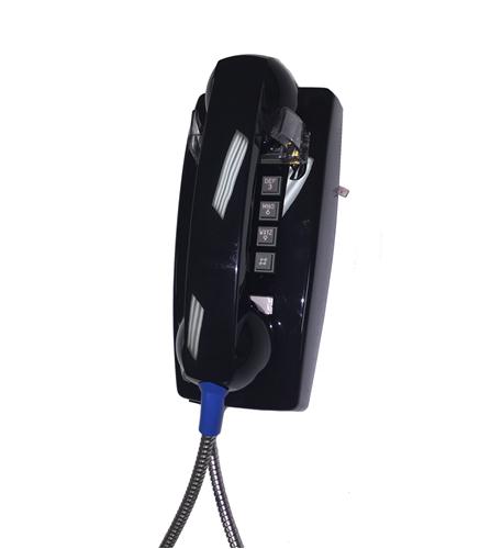 ITT 2554 ARC BK Wall Phone with Armored Cord - Durable Rotary Dial Phone for Home, Office, or Vintage Decor - Perfect for Landline Use, Retro Style, and Emergency Backup