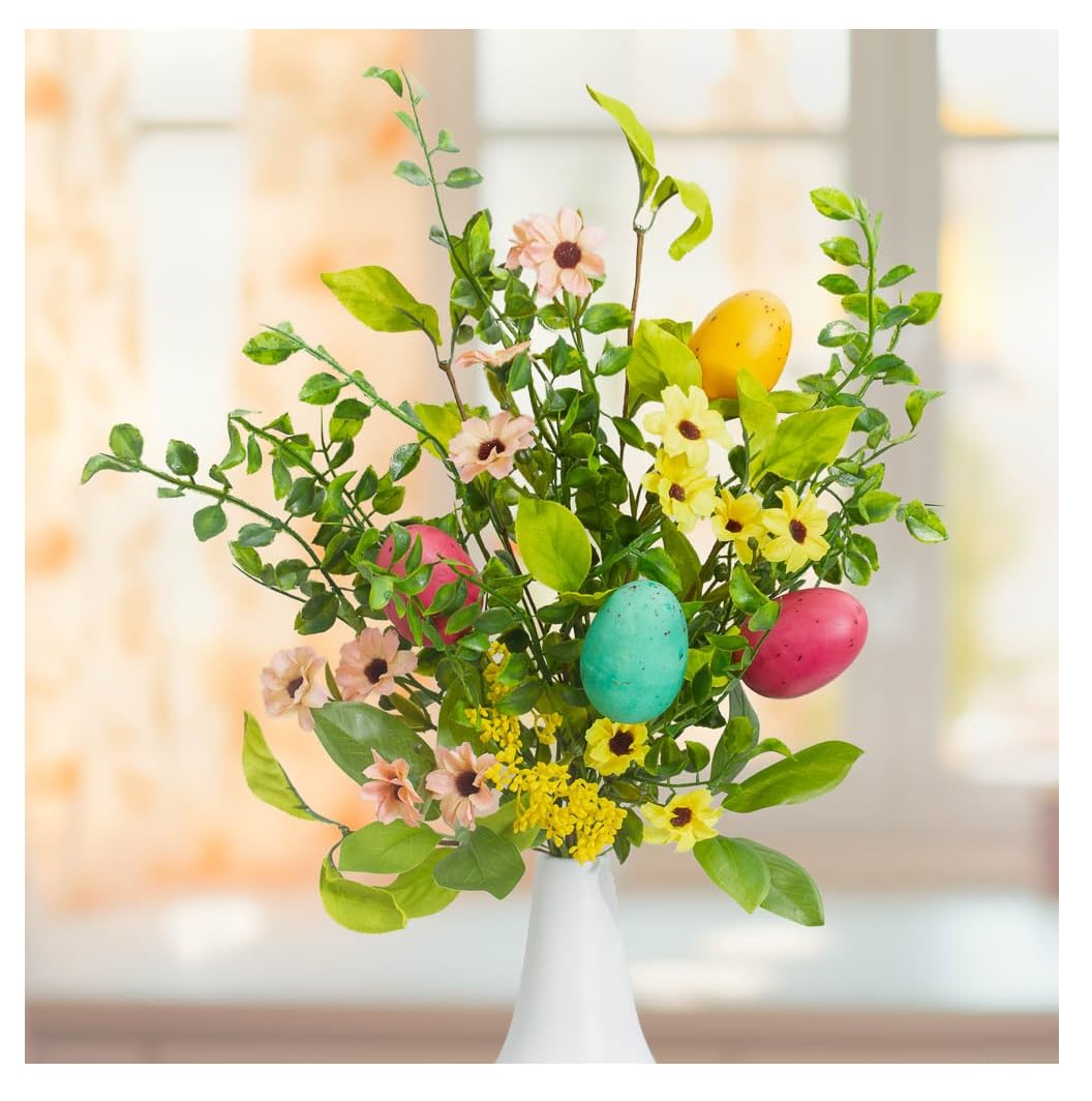 Premium Artificial Mixed Daisies & Eggs Bouquet - 22