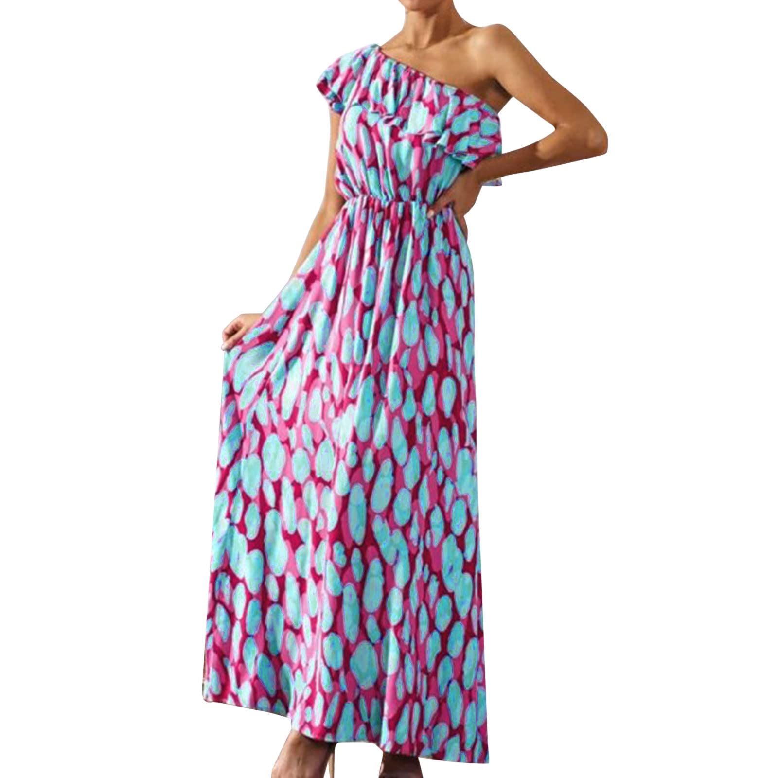Elegant Summer Wedding Guest Dresses for Women | Hawaiian Floral Formal Cotton Dress | Perfect for Beach Weddings, Garden Parties & Golf Outings