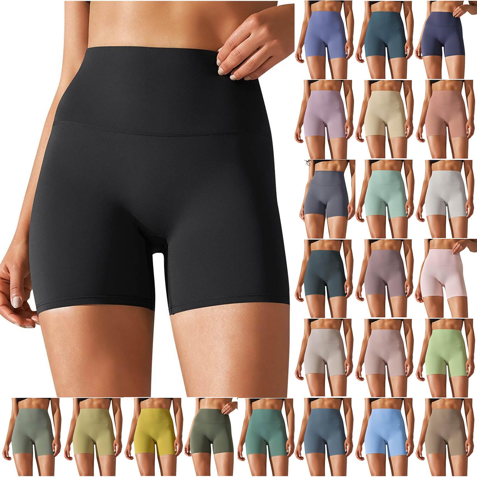 Women's High Waist Workout Shorts - Tummy Control Yoga & Running Shorts | Seamless Athletic Fitness Shorts for Gym, Yoga & Active Lifestyle