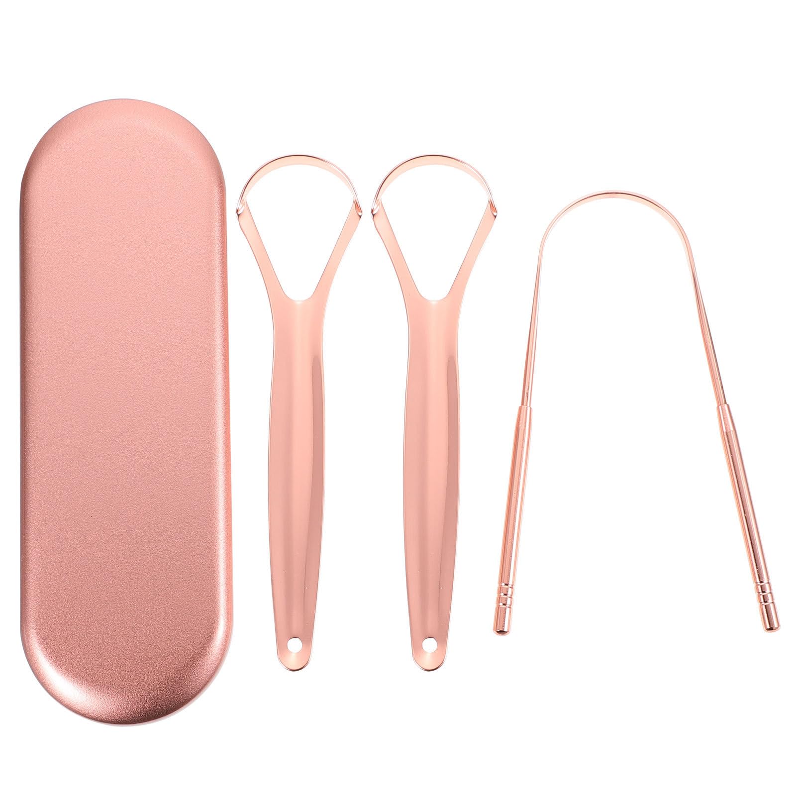 3Pcs Stainless Steel Tongue Cleaner Scraper Set with Travel Case - Reusable Oral Hygiene Tool for Fresh Breath & Dental Care | Perfect for Travel, Home Use & Beauty Routine