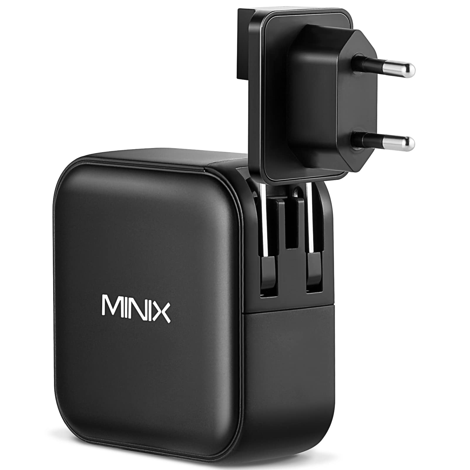 MINIX NEO P3 100W Turbo 4-Ports GaN Wall Charger - Fast Charging Adapter with 3 USB-C Ports (100W/20W) & 1 USB-A Port (18W) - Compatible with MacBook Pro/Air, iPad Pro, iPhone 13/12, Galaxy S9 & More - Perfect for Travel, Office & Home Charging
