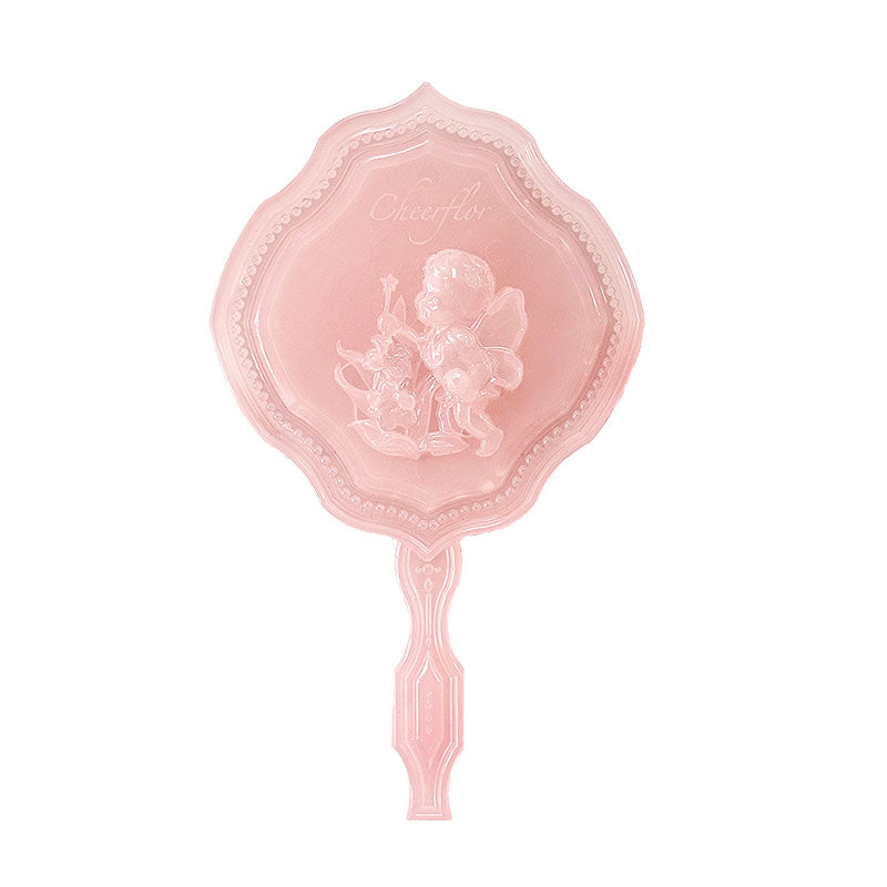 Cheerflor Angel Relief Transparent Jade Hand Mirror - Elegant Feng Shui Decor for Home, Bedroom & Vanity | Perfect Gift for Women & Brides