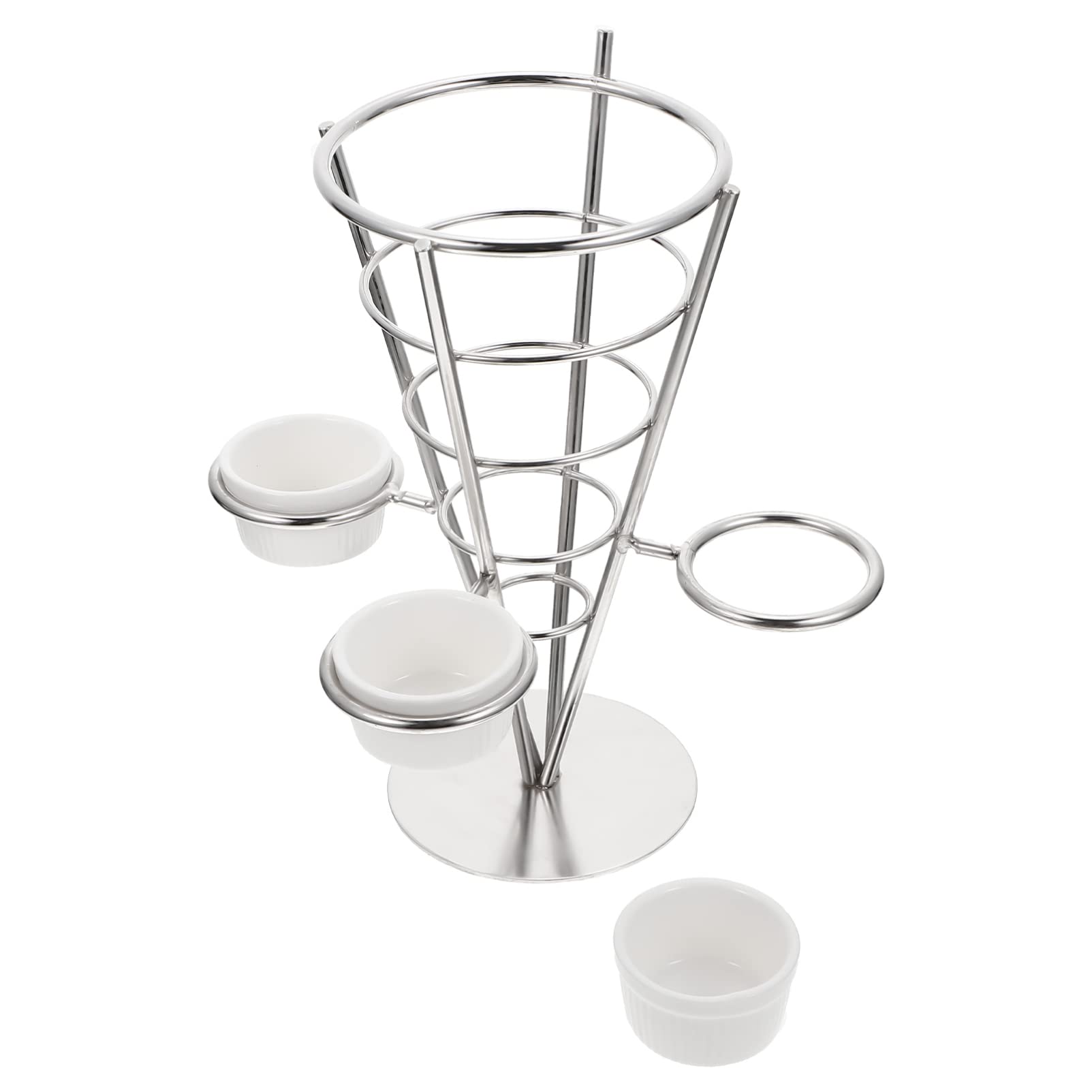 French Fry Cone Basket - Stainless Steel Snack Holder with Sauce Dippers for Home, Parties, Picnics | Perfect for Serving Appetizers, Fast Food & Outdoor Gatherings