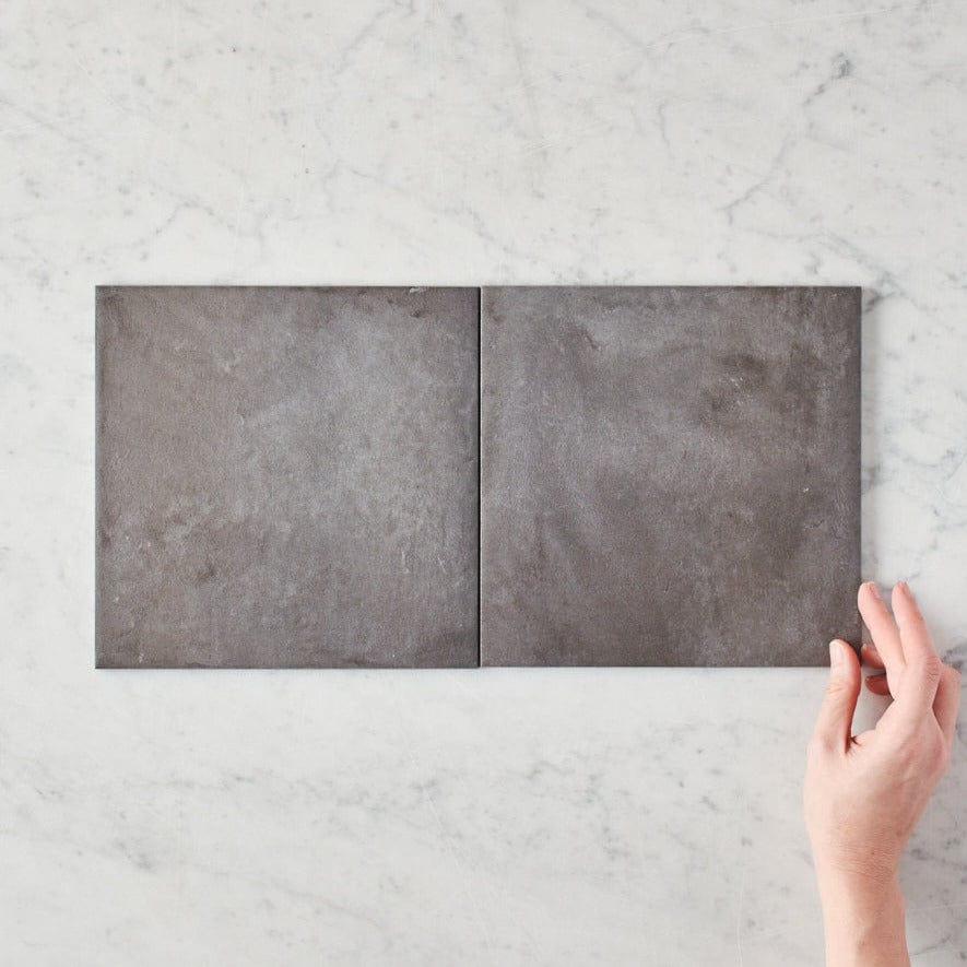 Brighton Beach Black Encaustic Look Square Tile - Premium Ceramic Floor and Wall Tiles for Bathroom, Kitchen, and Backsplash - Perfect for Modern Home Decor