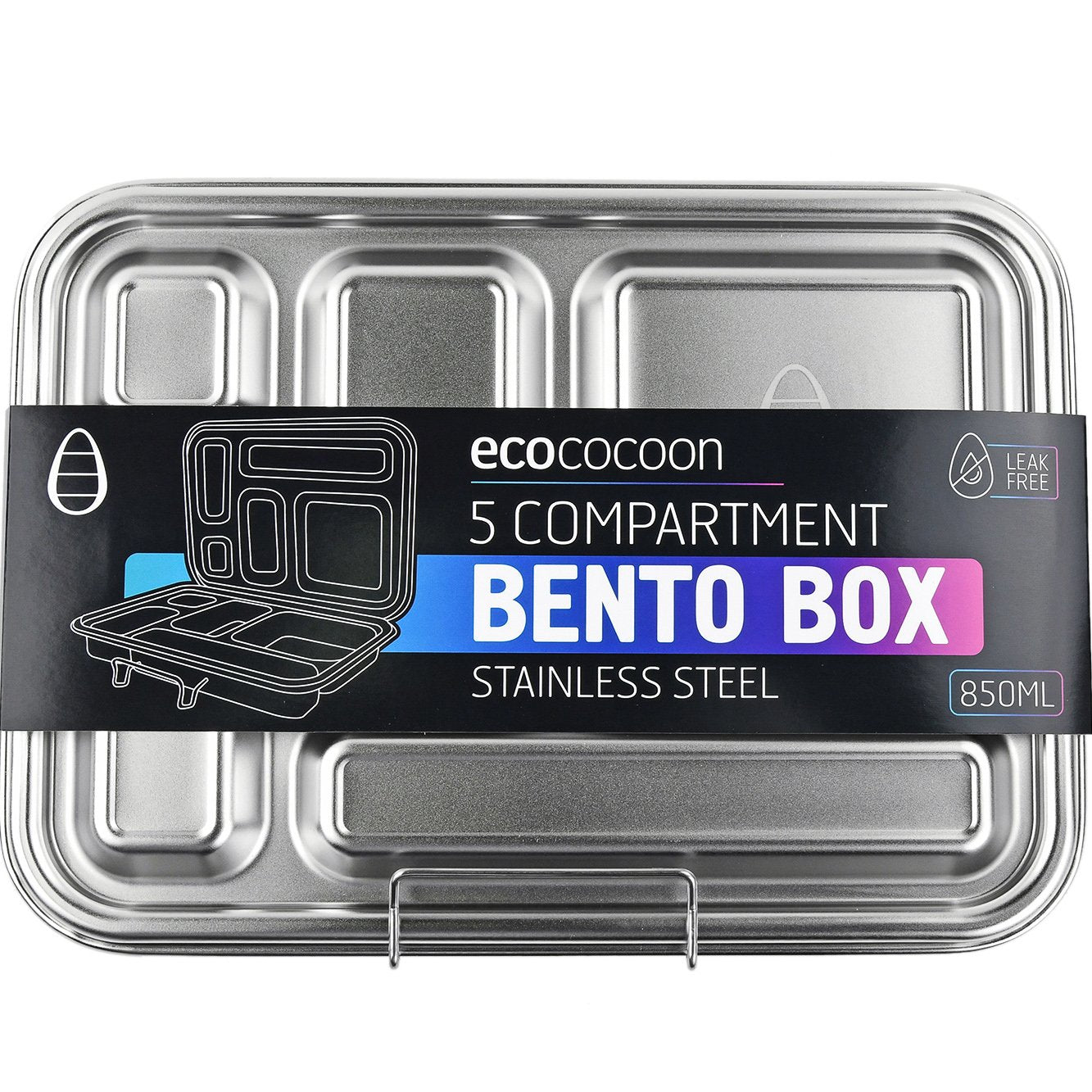 EcoCocoon Stainless Steel Leakproof 5-Compartment Bento Lunch Box - Eco-Friendly Food Container for Work, School, Picnics & Meal Prep (Mint Green)