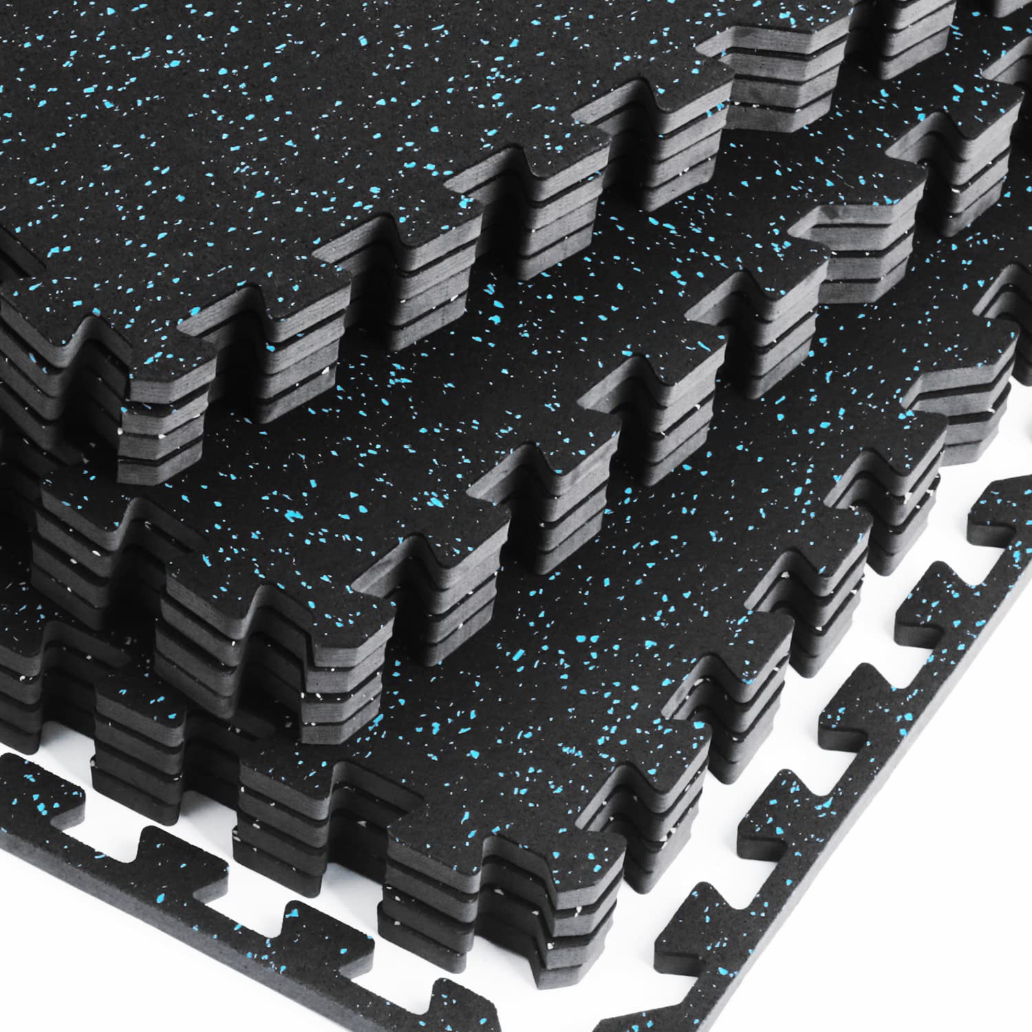 0.56 Inch Thick Interlocking Rubber Gym Floor Tiles - 48 Sq Ft Home Gym Flooring for Workout Equipment & Vibration Reduction - 12 Pack (24