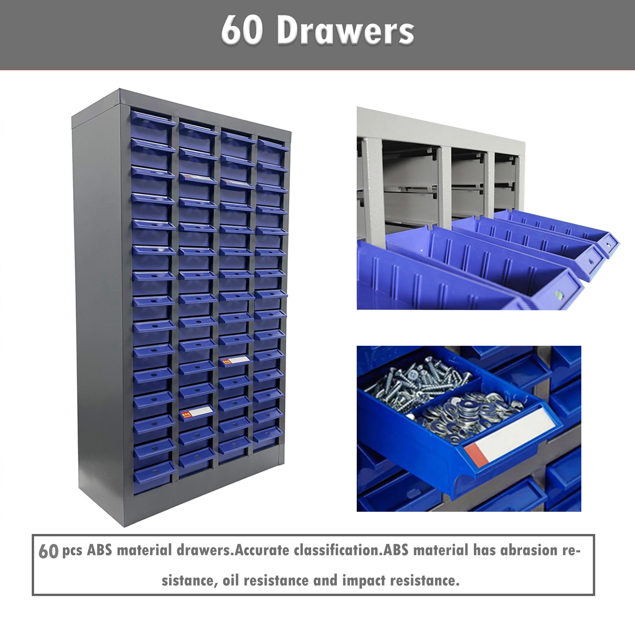 INTSUPERMAI 60-Drawer Plastic Storage Cabinet for Workshop - Organize Documents, Phone Accessories & Small Parts | Durable Parts Storage Solution for Home, Office & Garage Use