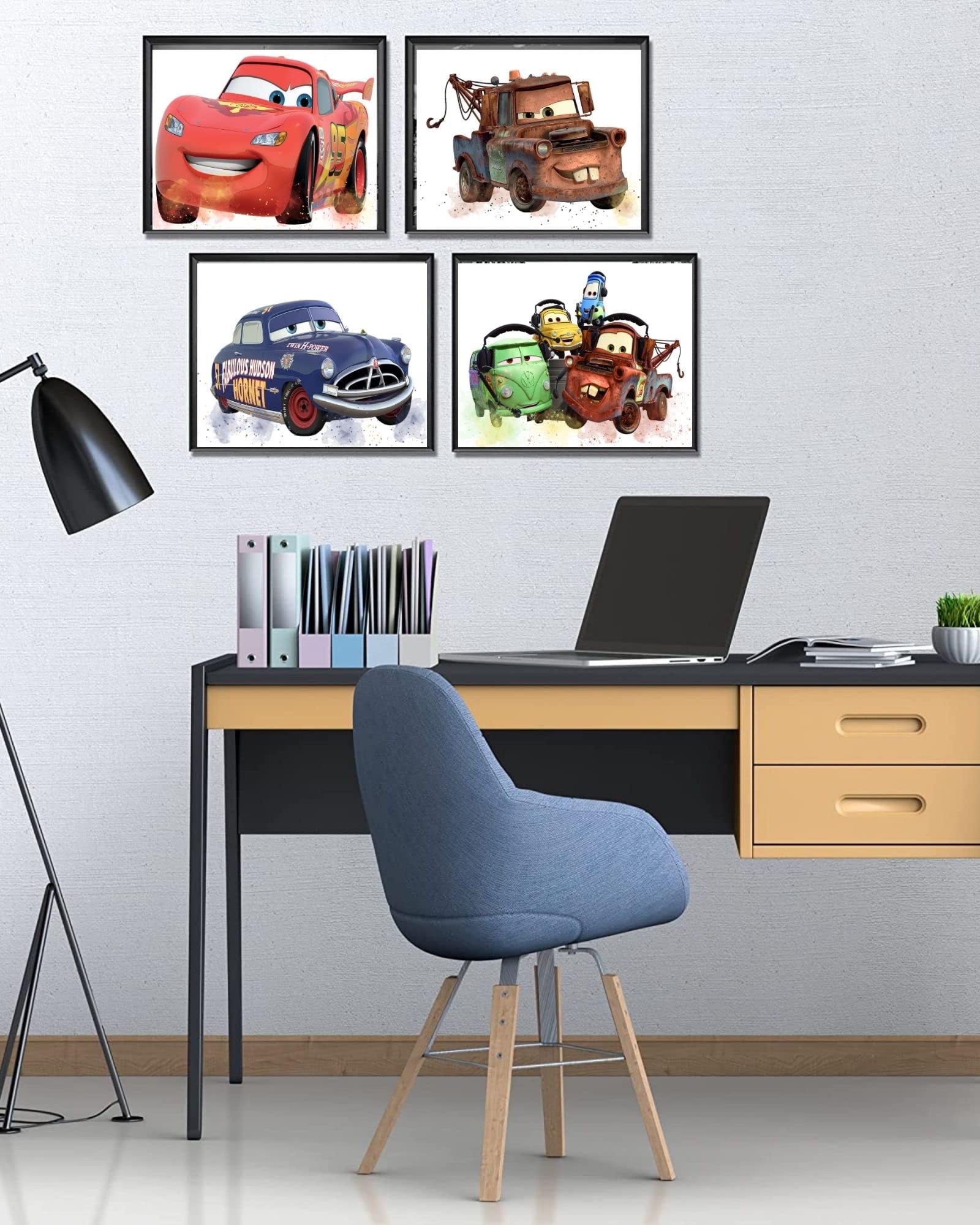 Cars Movie Poster - 8x10 Inch Unframed Wall Art Decor for Kids & Boys Room, Birthday Party, Bedroom - Disney Pixar Themed Room Decoration