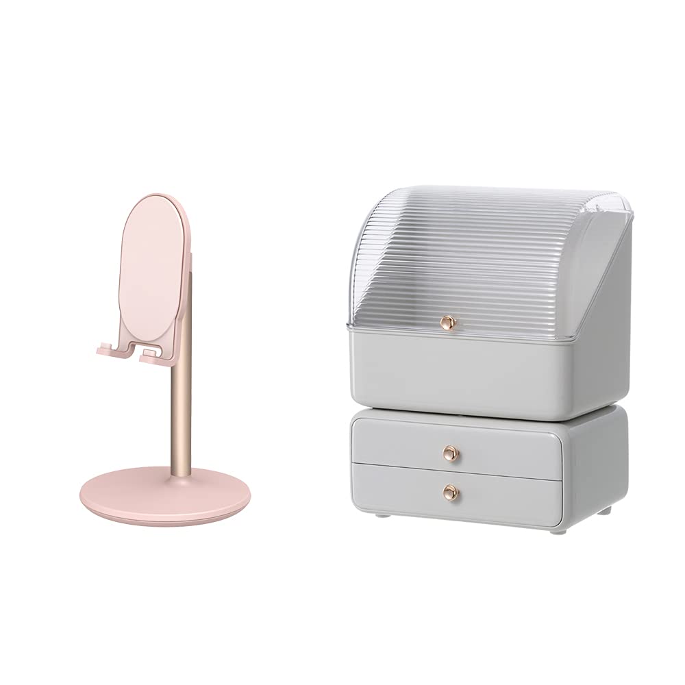 Desk Phone Stand & Makeup Organizer for Home & Office