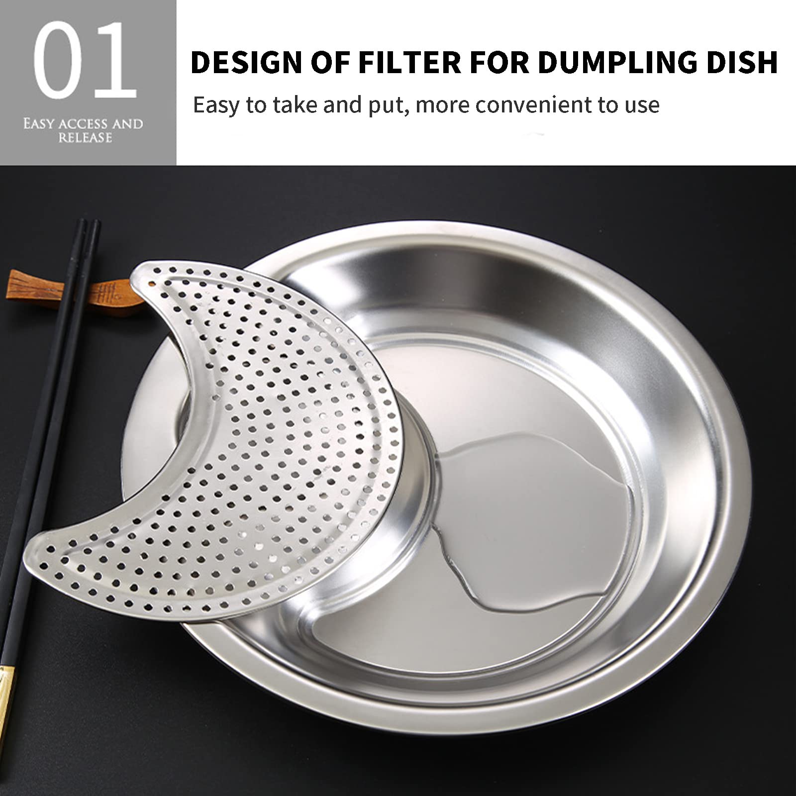 Premium Stainless Steel Dumpling Tray with Sauce Dish & Drain Tray - Double Layer Multipurpose Serving Plate for Dim Sum, Sushi, Appetizers - Perfect for Dinner Parties, Restaurants & Home Use (Silver)