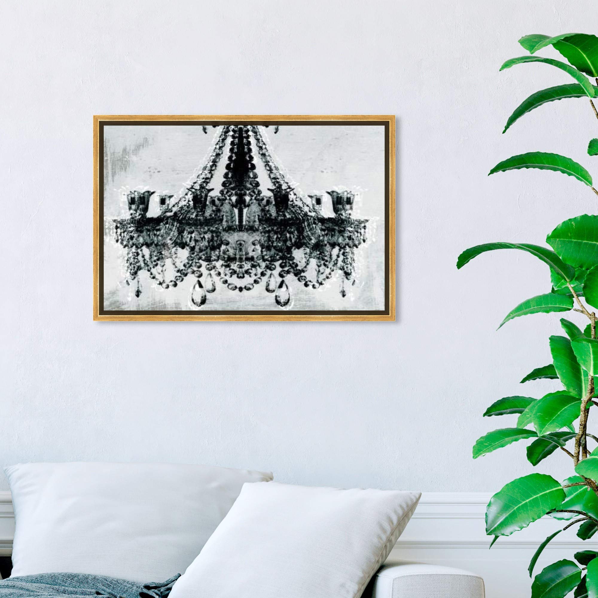Oliver Gal Artist Co. Modern Glam Chandelier Canvas Wall Art Print - 24x16 Inches, White - Elegant Home Decor for Living Room, Bedroom & Entryway