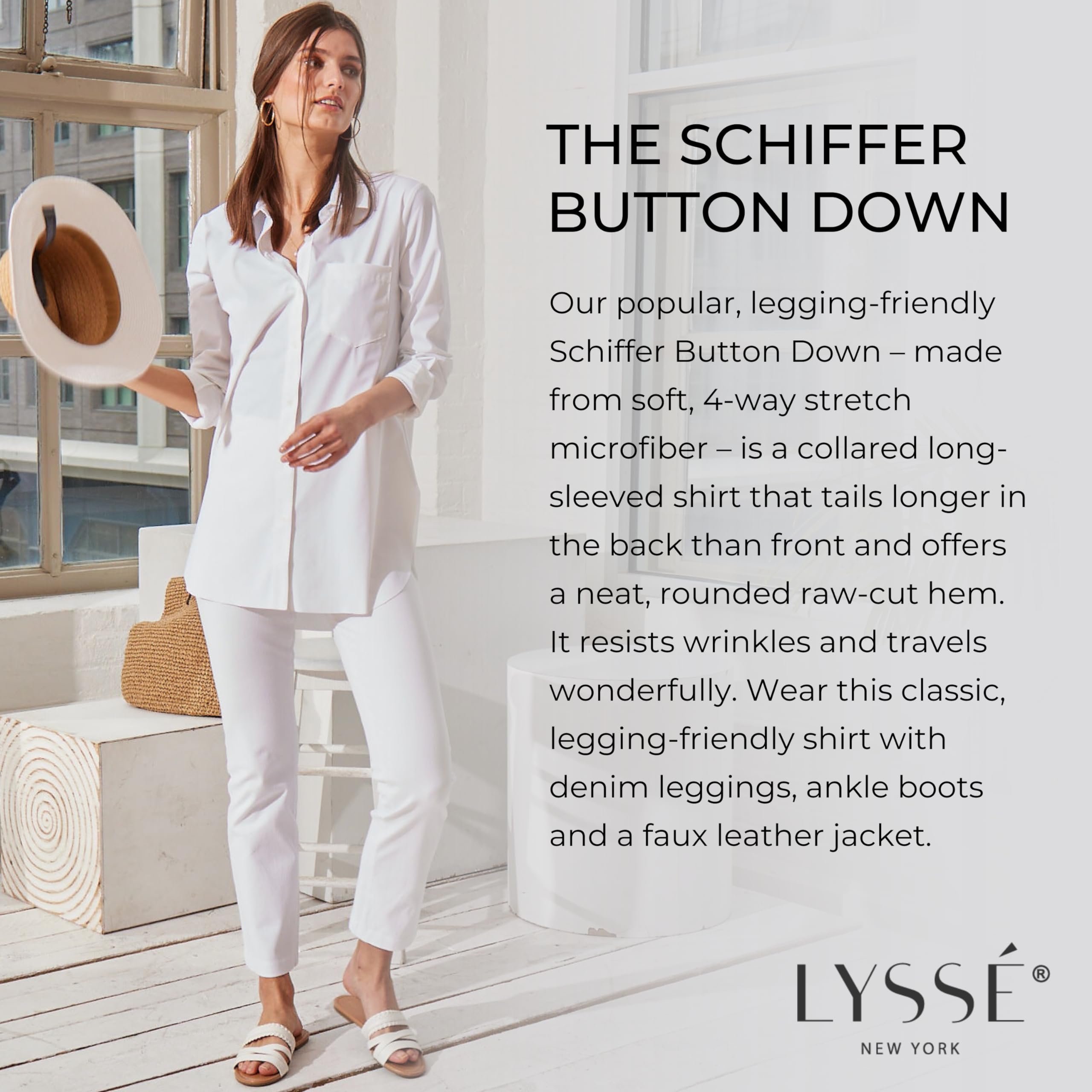 Lyssé Women's Schiffer Button Down Shirt - Classic Casual & Office Blouse for Work, Date Night & Everyday Wear