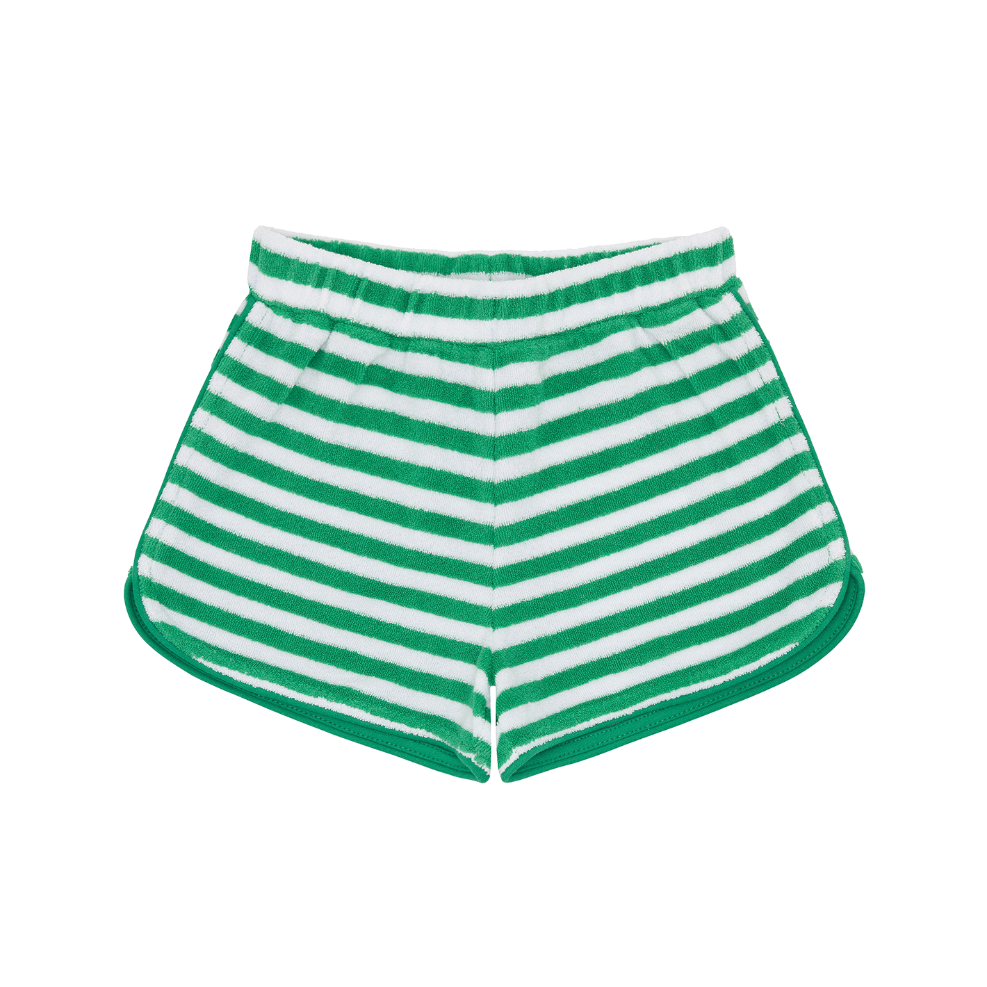 Girls Bermuda Shorts - Green Striped French Terry Casual Shorts for Summer, Playtime & Outdoor Activities