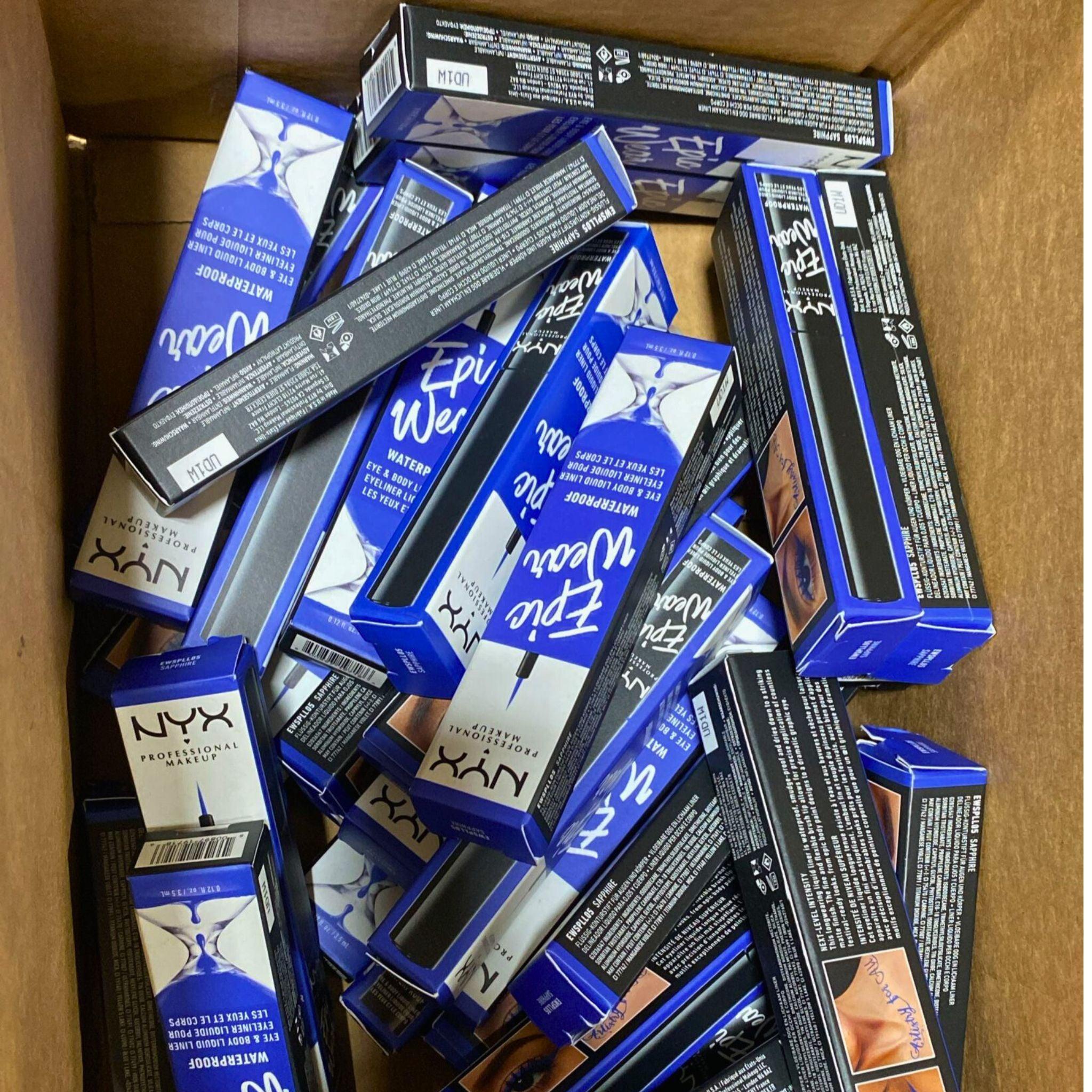 NYX Epic Wear Waterproof Liquid Eyeliner - Long Lasting Sapphire Blue Eye & Body Liner (0.12oz, 33-Piece Bulk Pack) | Perfect for Parties, Halloween Makeup & Creative Body Art