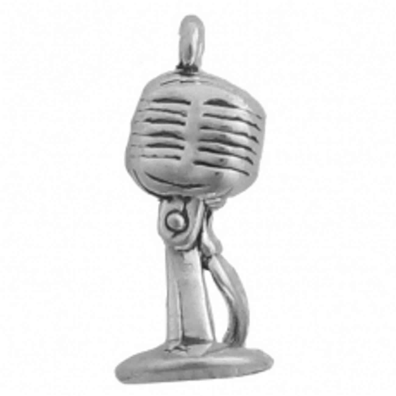 Sterling Silver Women's 1mm 3D Microphone Pendant Necklace - Radio Host & Talk Show Inspired Jewelry - Perfect for Broadcasting Enthusiasts, Music Lovers & Unique Gift Occasions