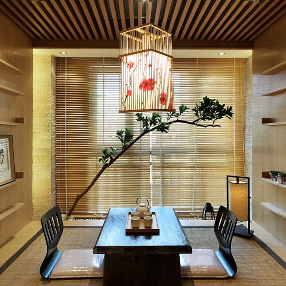 Natural Wicker Single Light Hanging Lamp - Adjustable Rattan Pendant Light with Bamboo Chandelier Design for Dining Room, Restaurant, Hallway & Corridor | Boho Home Decor, Farmhouse Lighting, Coastal Ceiling Fixture