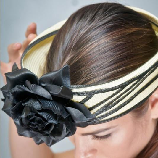 NA1027 Yellow and Black Open Top Straw with Flowers - Perfect for Summer Drinks, Beach Parties, and Tropical Cocktails