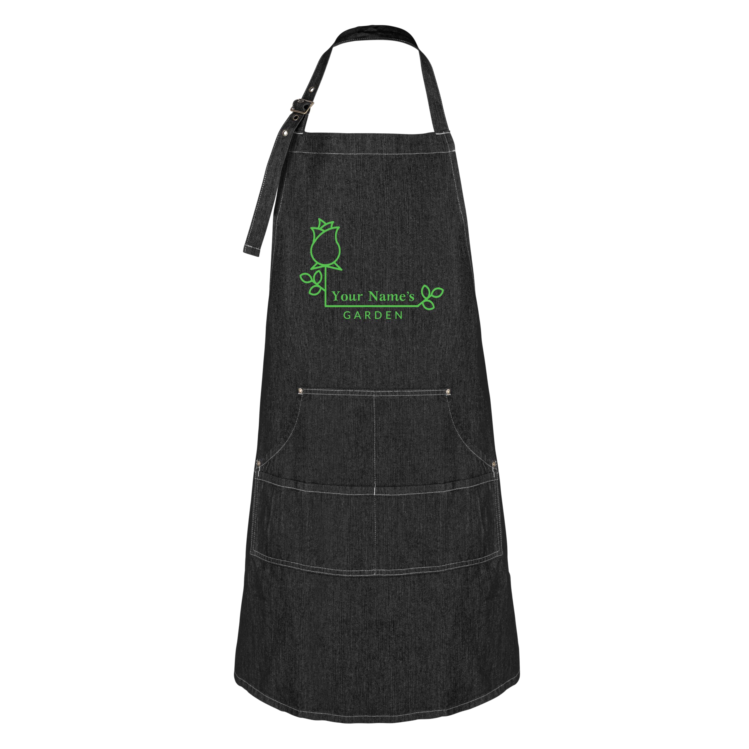 Custom Denim Gardening Apron with Pockets for Women & Men - Personalized Garden Gifts - Perfect for Planting, Harvesting & Outdoor Activities