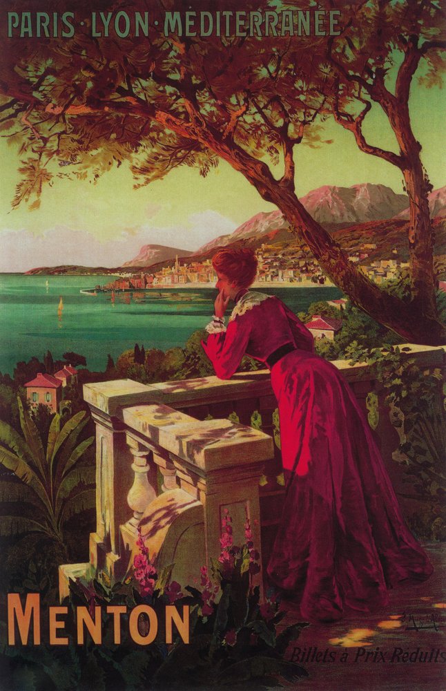 Vintage Menton French Riviera Travel Poster - 24x36 Giclee Art Print, Coastal Wall Decor for Home & Office | Perfect for Beach House, Travel Agency or Mediterranean Style Interior