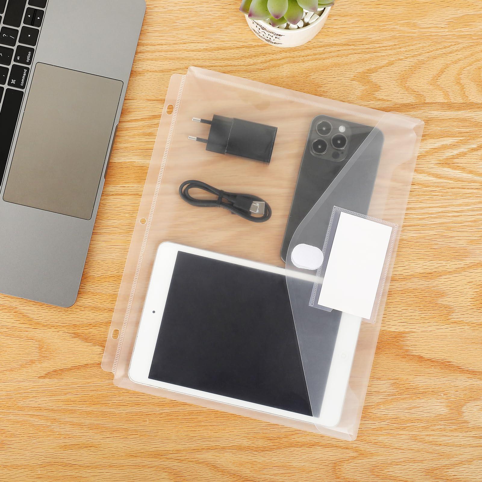 KTRIO 8-Pack Heavyweight Clear Side Loading Binder Pockets with Hook & Loop Closure - 3 Ring Binder Organizer Inserts for Letter Size Documents | Perfect for School, Office & Home Organization