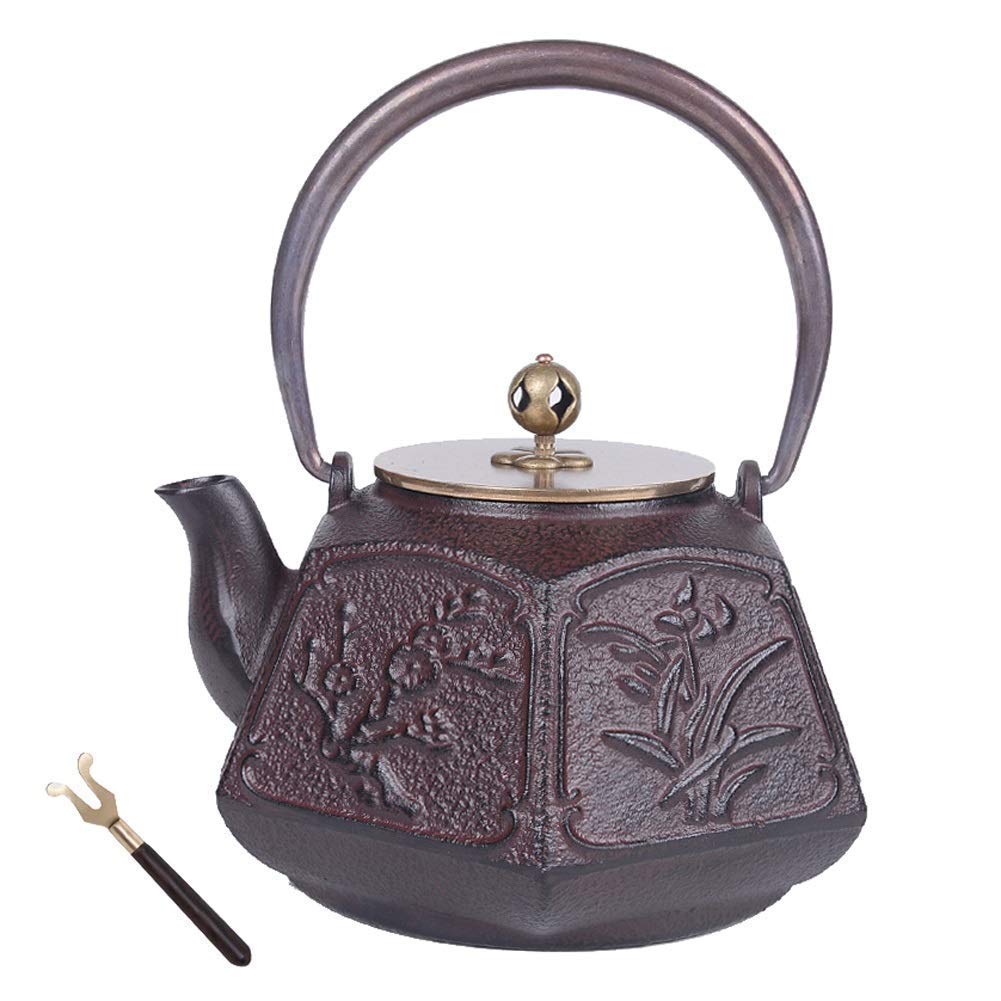 Premium Antique Cast Iron Teapot Set - 1200ml Japanese Tetsubin Tea Kettle with Pure Copper Lid & Handle for Loose Leaf Tea & Teabags - Perfect for Home Tea Ceremonies, Office Use & Gift Giving