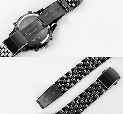 VIGOROSO Men's LED Analog Digital Sports Watch with Date & Week Display - Durable Black Steel Strap for Running, Gym & Outdoor Activities